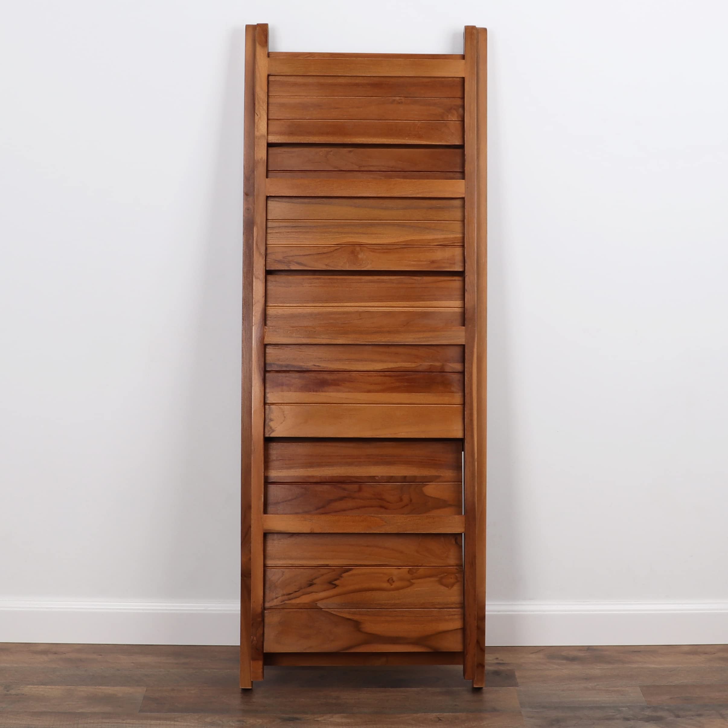 Milltown Merchants Teak Wood Ladder Shelf - Rustic Leaning Bookcase for Home & Office - Foldable Boho Bookshelf for Living Room, Bedroom & Dorm Decor