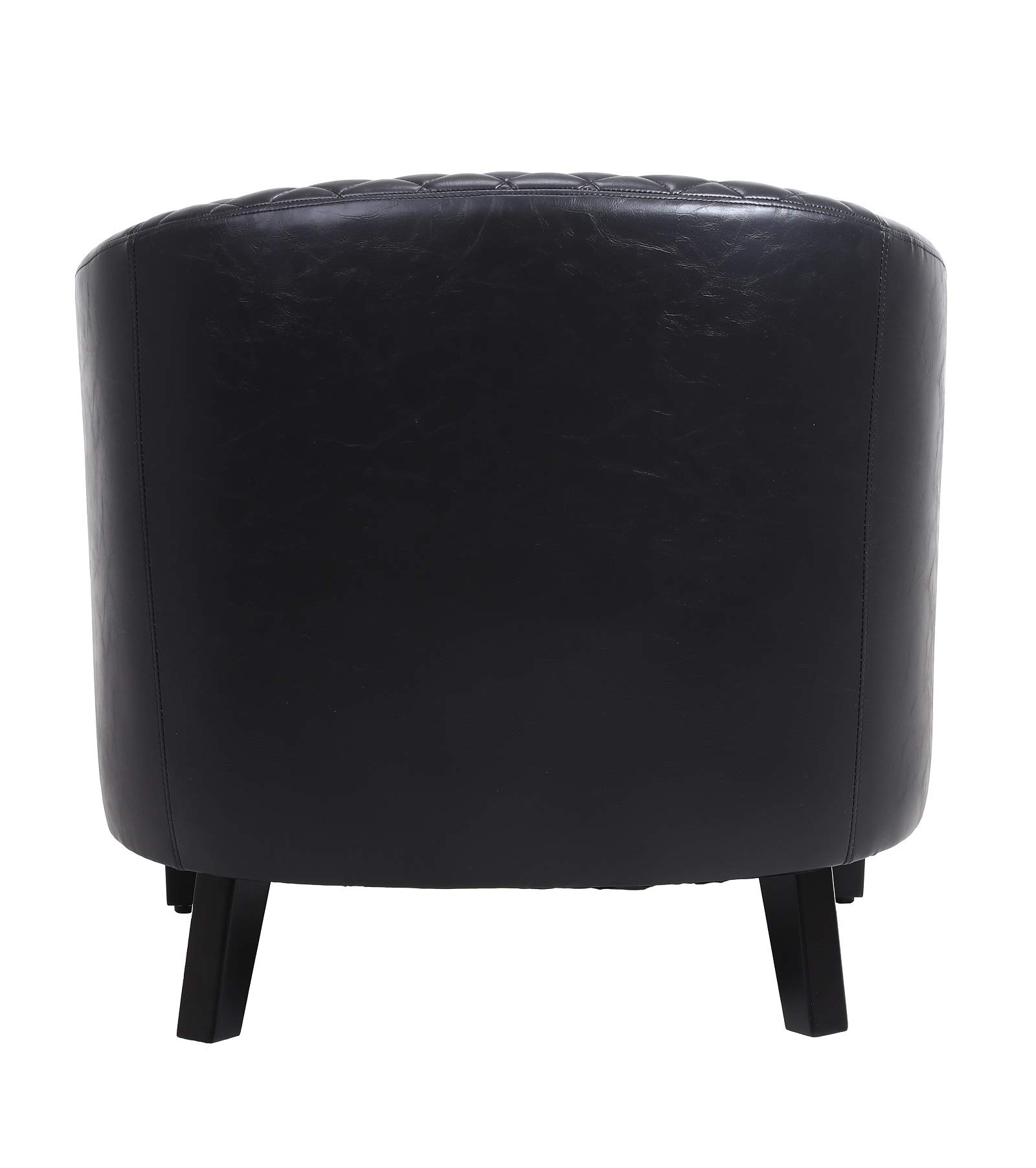 Rhomtree Modern Accent Chair with Nailhead Trim & Solid Wood Legs - Barrel Club Armchair for Living Room, Bedroom, Office - Contemporary Black Upholstered Lounge Chair for Home Decor