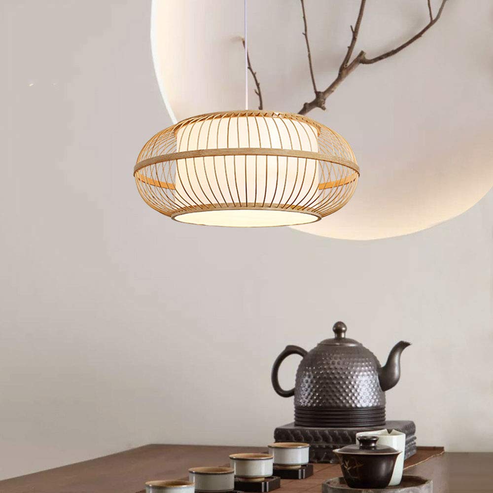 Modern Minimalist Round Chandelier - Japanese Inspired Hanging Pendant Light with E27 Socket (1 Lamp) - Perfect for Hallway, Corridor & Living Room Lighting Decor