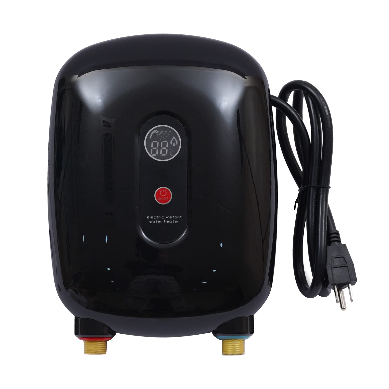 **Mini Electric Tankless Water Heater - 110V 3000W Instant Hot Water Heater with LCD Display for Kitchen Sink, Bathroom, RV & Camping (Black)**