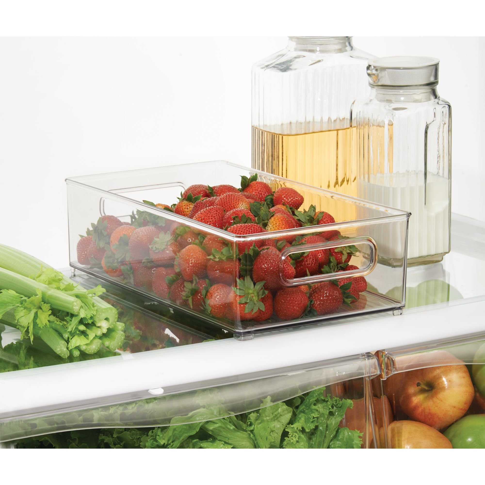 iDesign Plastic Portable Deep Storage Bin with Handles - BPA-Free Organizer for Refrigerator, Freezer, Pantry - 8