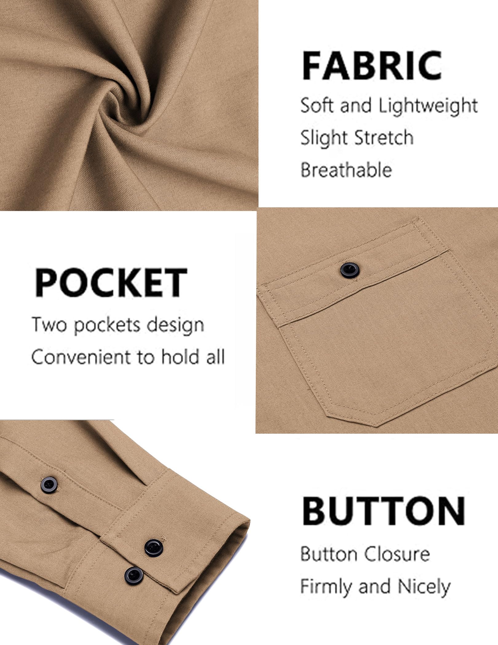 COOFANDY Men's Casual Button Down Shirts - Long Sleeve Wrinkle-Free Dress Shirts for Business & Everyday Wear - Perfect for Office, Date Night & Casual Outings