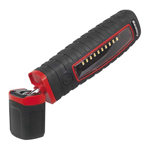 Sealey LED360 Rechargeable 360° Inspection Lamp - 10 SMD LED + 3W LED Black Lithium-ion Work Light - Perfect for Auto Repair, Home Maintenance & Emergency Lighting
