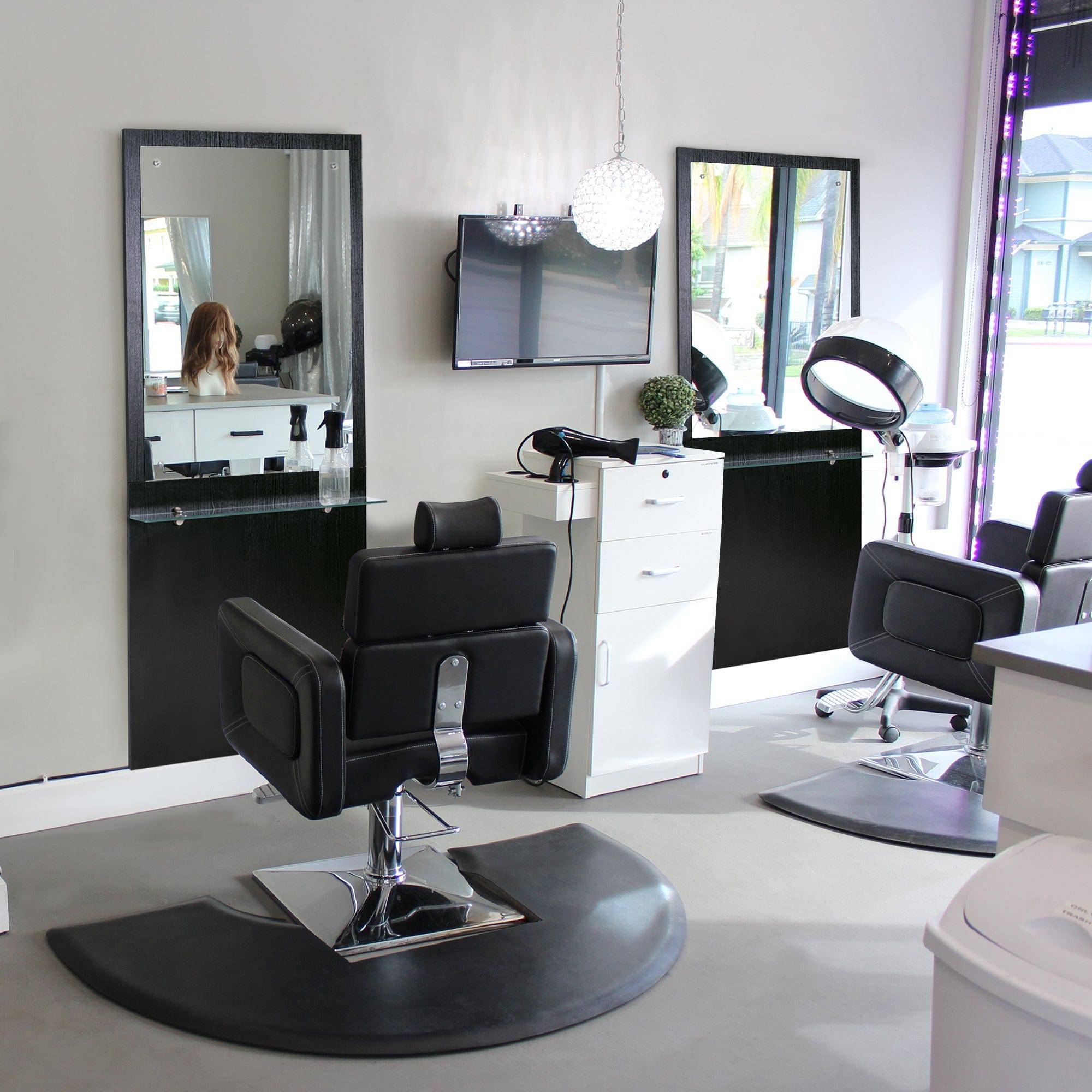 Stylish Wall Mount Barber Station - Professional Salon & Home Haircut Tool with Mirror & Storage - Perfect for Barbershops, Salons & Home Grooming