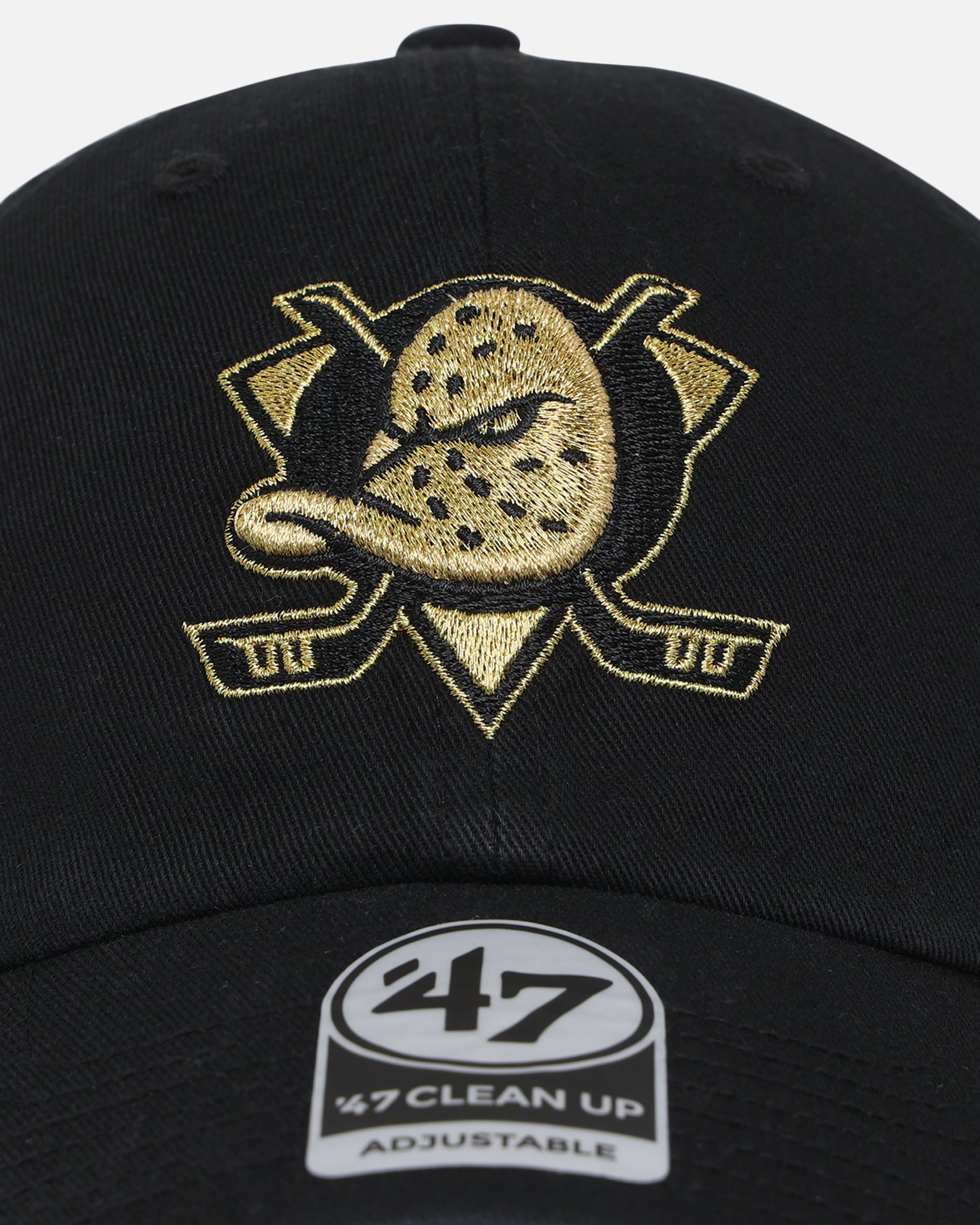 47 Brand Anaheim Ducks 'Metallic' 47 Clean Up Strapback Cap - Black/Gold Adjustable Snapback Hat for Men & Women - Perfect for Hockey Games, Sports Events & Casual Wear