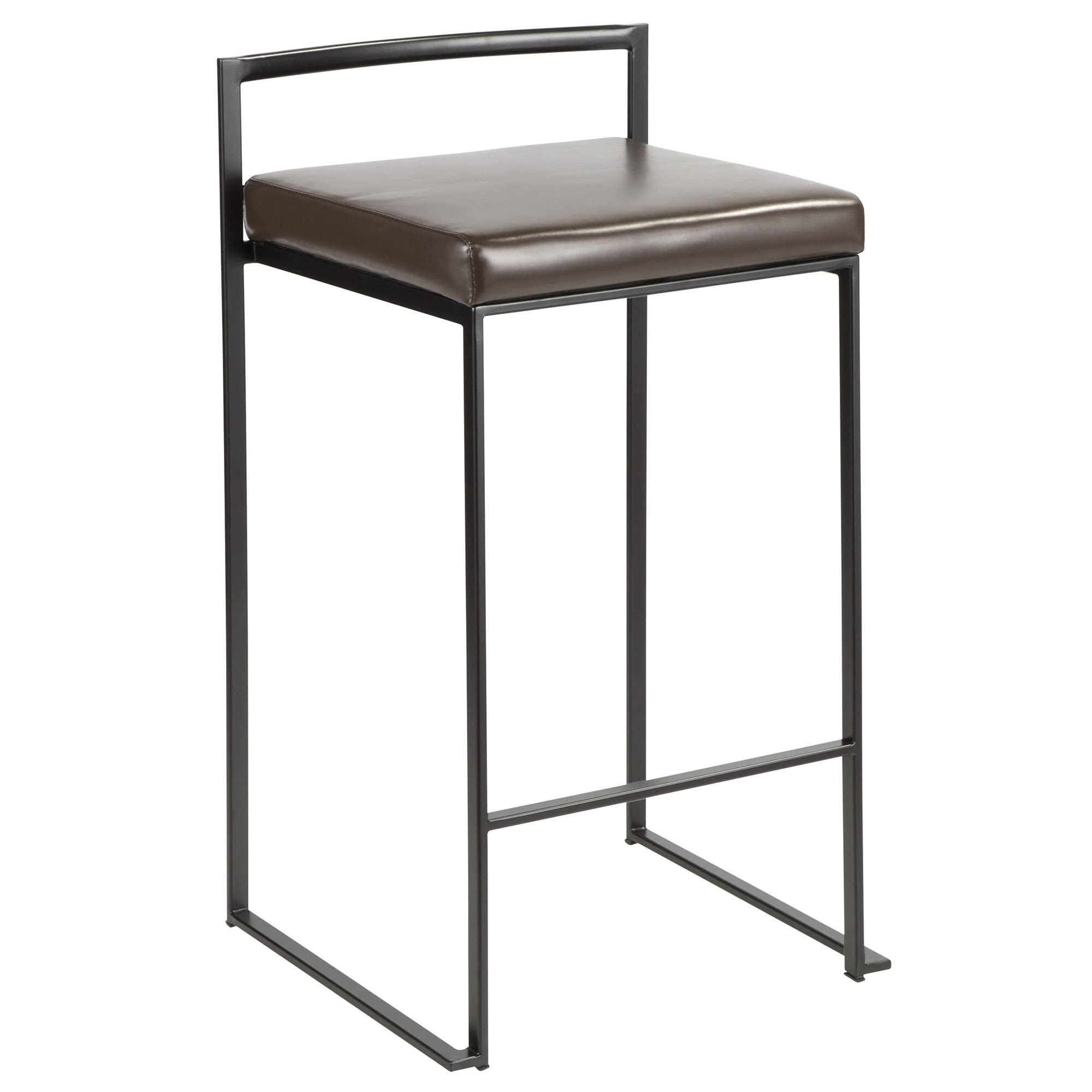 Black Metal Fuji Stacker Counter Stools - Set of 2 Kitchen Island Bar Stools, Counter Height Chairs for Breakfast Nook, Dining Bar & Home Decor