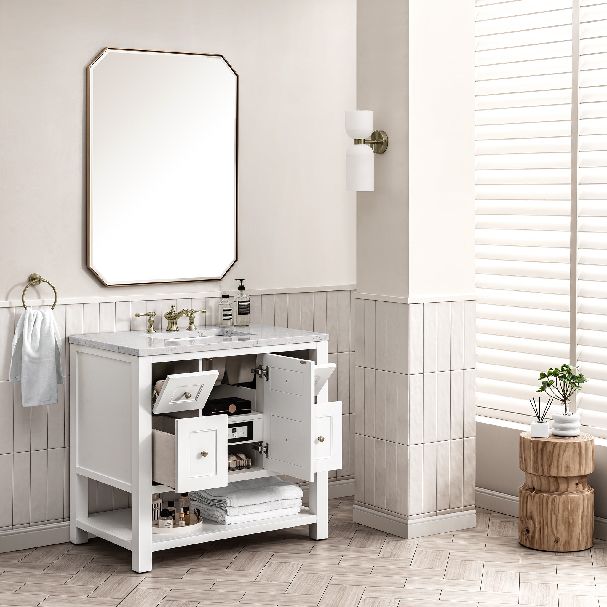 Breckenridge 36 Inch Single Bathroom Vanity in Bright White - Perfect for Modern Master Bathrooms & Powder Rooms