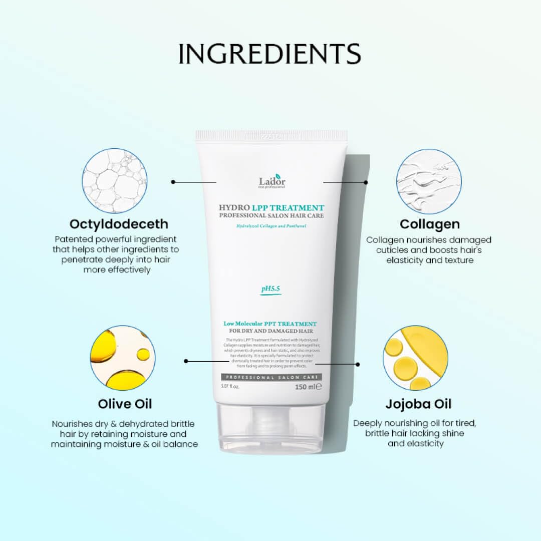 Lador Hydro LPP Treatment 150ml - Korean Hair Repair Serum for Damaged & Dry Hair - Deep Conditioning Treatment at Home for Shiny & Healthy Hair - Perfect for Salon-Quality Hair Care Routine