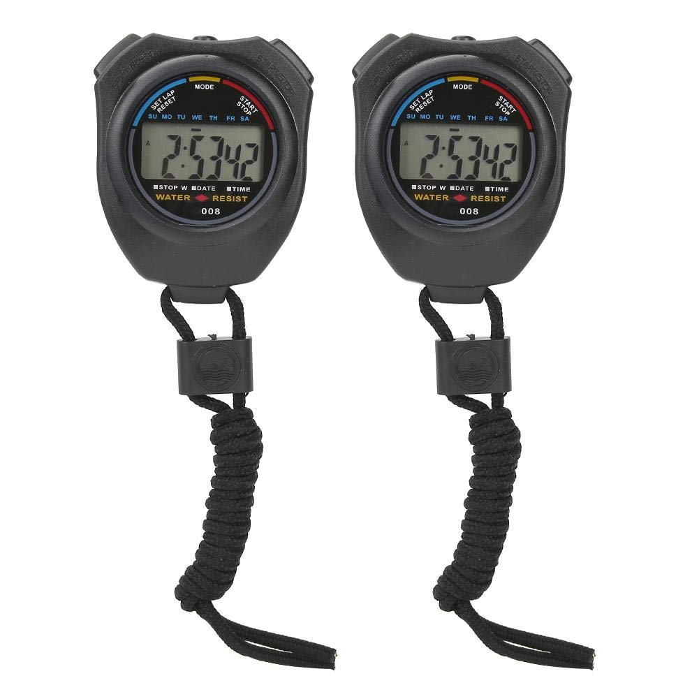 Digital Stopwatch for Sports - 2-Pack LCD Timer for Racing & Running