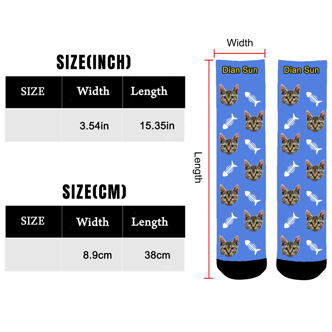 Custom Photo Socks with Pet Faces - Personalized Funny Socks Featuring Your Dog, Cat or Other Pets - Unique Gift for Pet Lovers, Christmas, Birthdays & Special Occasions