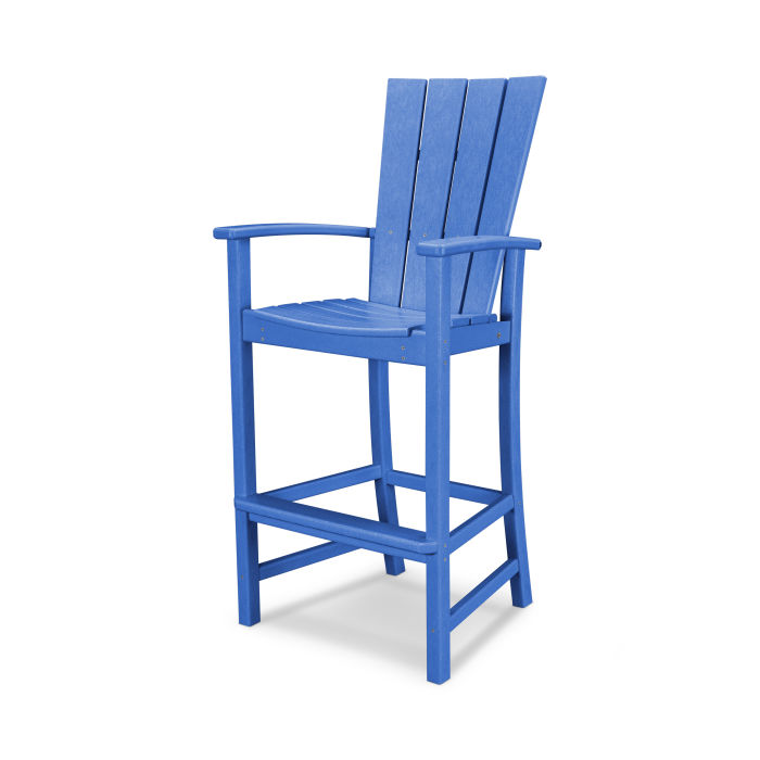 POLYWOOD Quattro Adirondack Bar Chair - Outdoor Patio Furniture, All-Weather Resin Wicker Bar Stool for Deck, Poolside, Garden & Backyard Relaxation