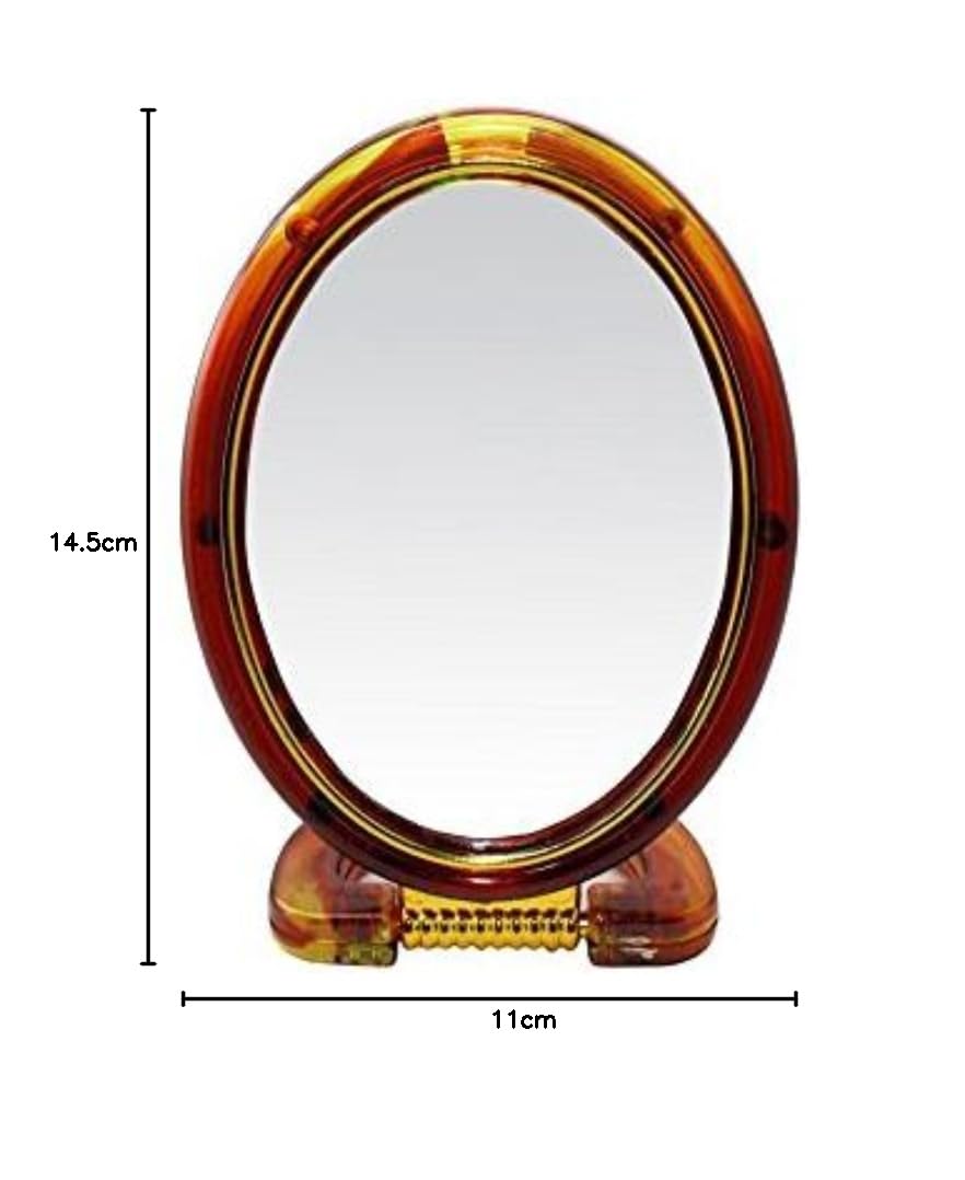**Elegant Oval Beauty Makeup Mirror with Double-Sided Normal & Magnifying Glass – Perfect for Ear Lobe Care, Cosmetic Application & Travel**    *(Ideal for Vanity, Dressing Table, Salon, or Travel Makeup Kit – Enhances Precision for Eyebrows, Eyeliner & Skincare Routine)*