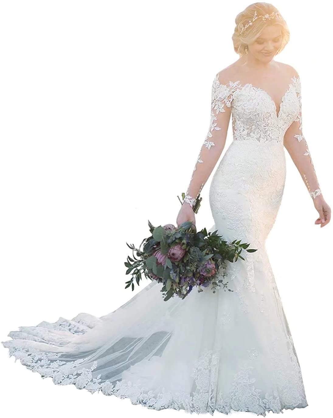 Elegant 2022 Women's Lace Wedding Dresses - Romantic Beach Bridal Gowns for Bride | Perfect for Beach Weddings, Outdoor Ceremonies & Destination Weddings