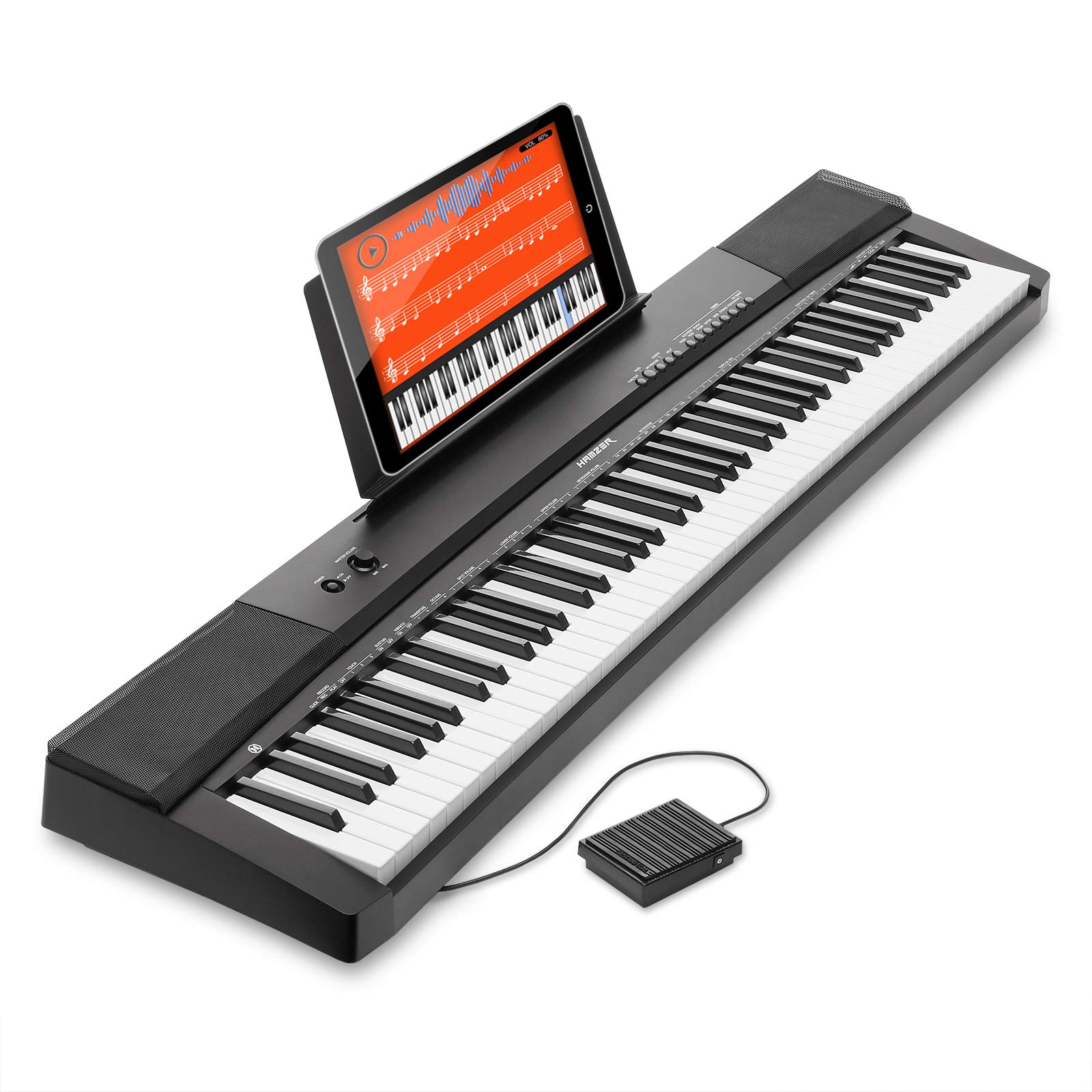 Hamzer 88-Key Digital Piano Keyboard with Semi-Weighted Keys, Built-In Speakers & Sustain Pedal - Full-Size Portable Electronic Keyboard for Beginners, Home Practice & Live Performances