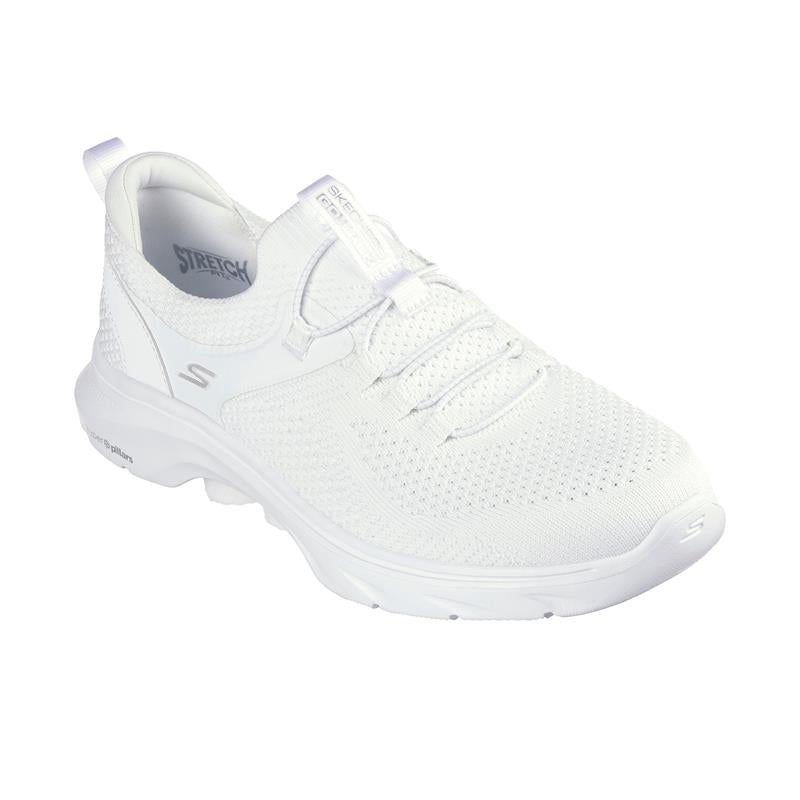 GO WALK 7 Comfortable Slip-On Walking Shoes for Men & Women - Lightweight & Breathable Sneakers (White) - Perfect for Travel, Work & Everyday Wear