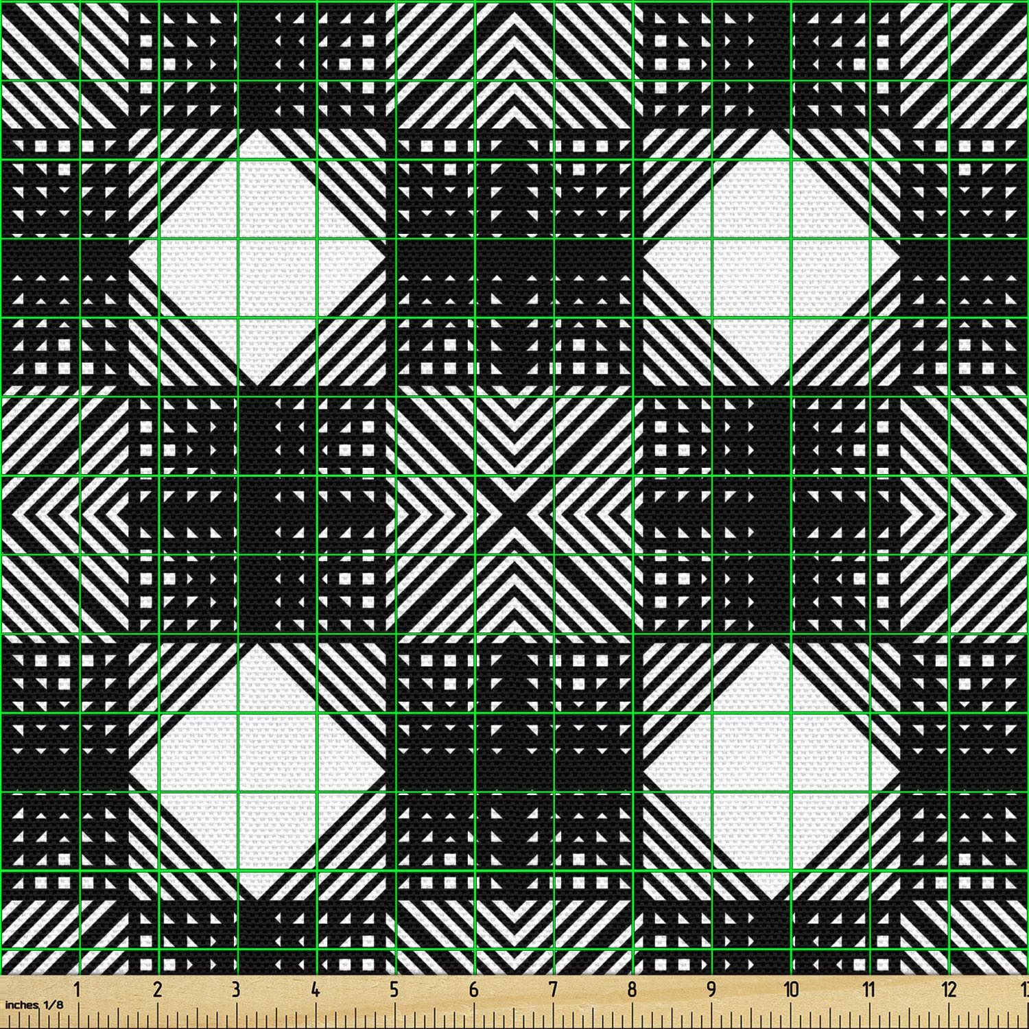 Ambesonne Geometric Fabric by The Yard - Modern Lattice Symmetric Squares Design for Upholstery, Curtains & Home Decor | 10 Yards Charcoal Grey & White | Perfect for DIY Projects, Sofa Covers & Decorative Pillows