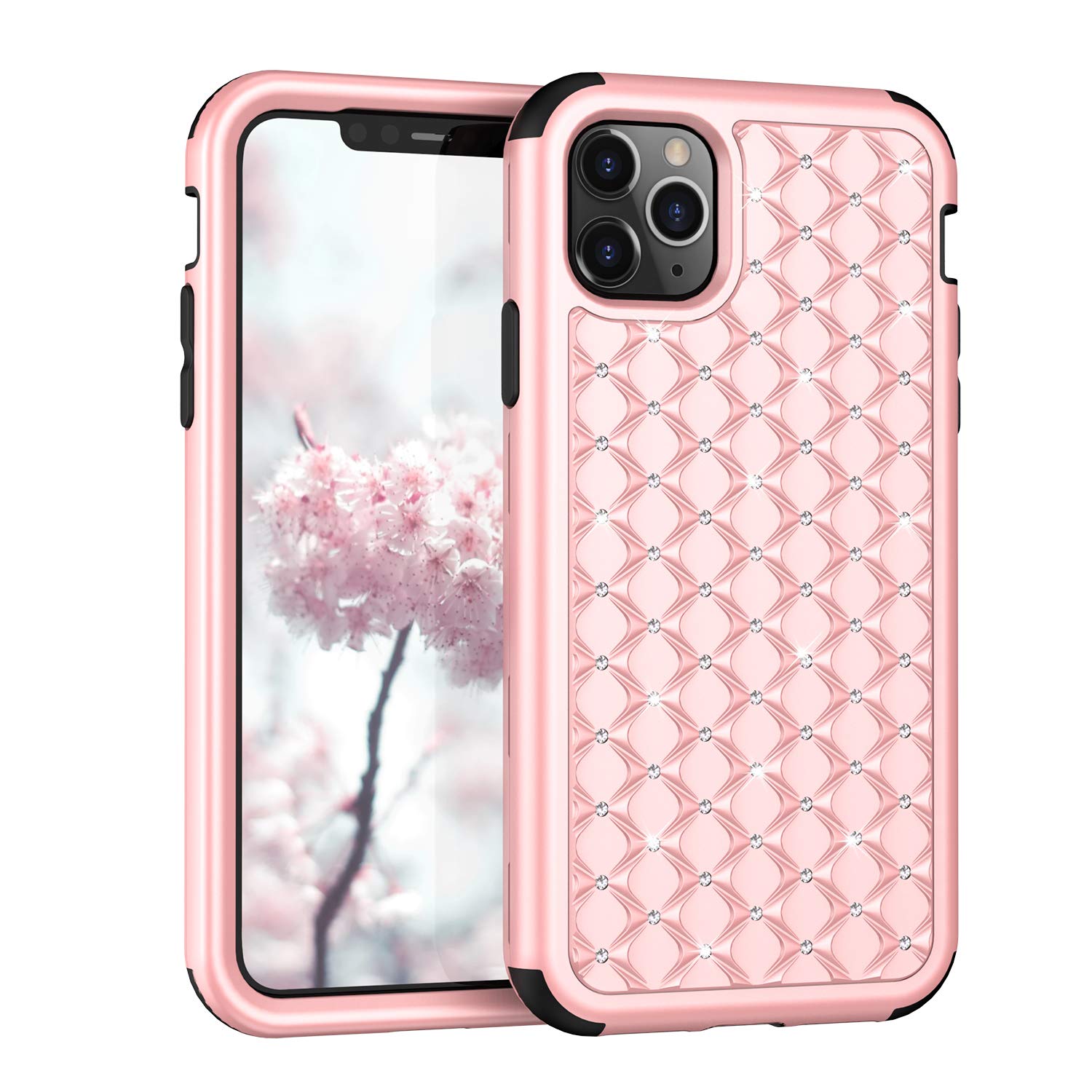 Premium Diamond Studded Bling Case for iPhone 11 Pro Max (2019) - Shockproof Armor Defender Hybrid Full-Body Rugged Protective Cover | Perfect for Everyday Use, Travel & Special Occasions