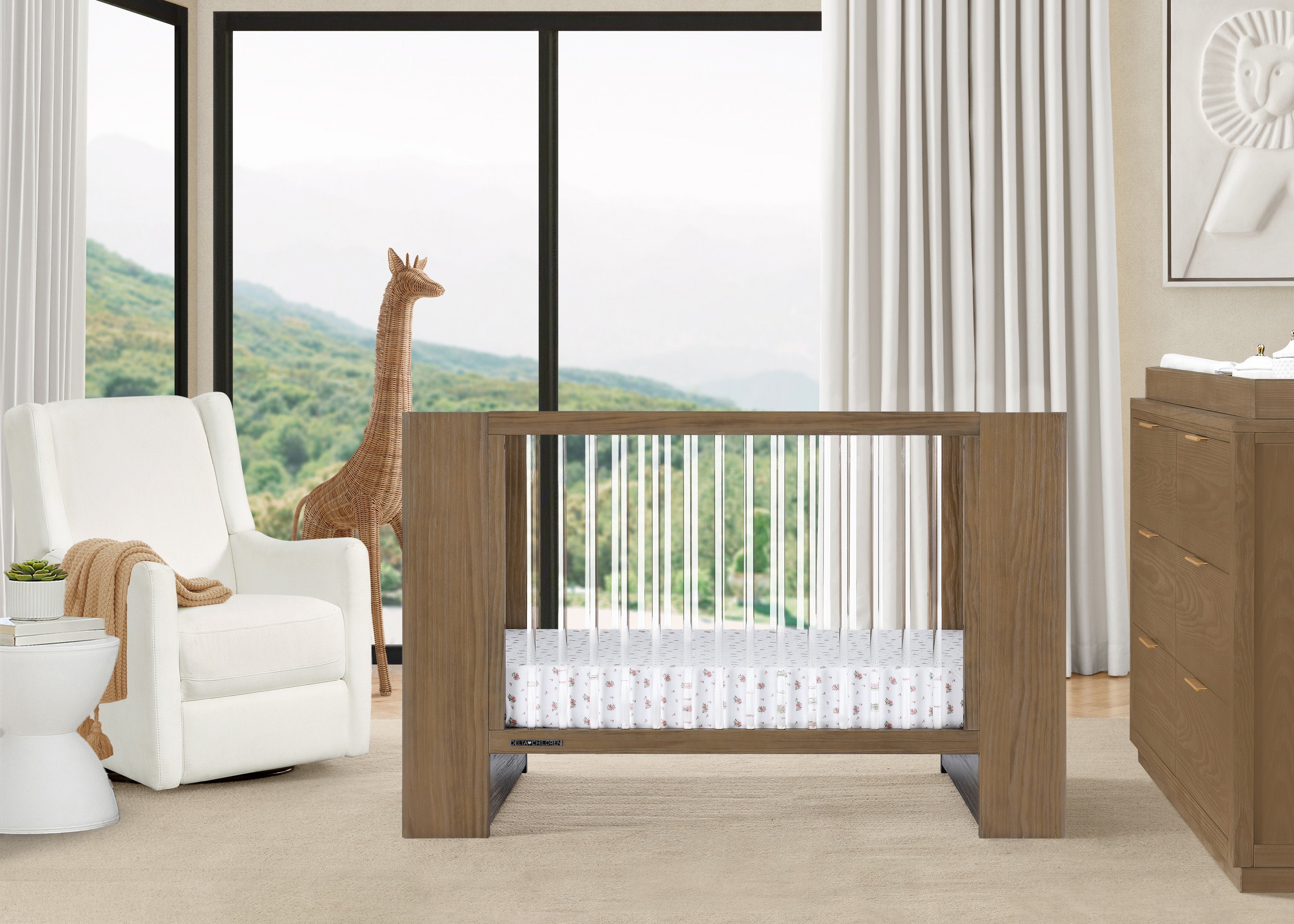 Aerin 4-in-1 Convertible Baby Crib - Toddler Bed, Daybed & Full-Size Bed | Safe & Stylish Nursery Furniture for Newborns to Teens | Perfect for Baby Rooms, Daycare Centers & Guest Bedrooms