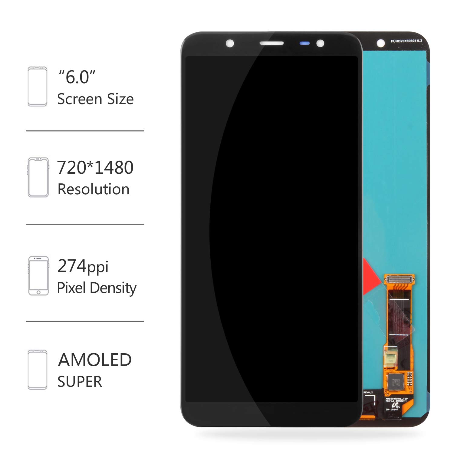 Original Samsung Galaxy J8 2018 J810 Screen Replacement - AMOLED Display Assembly with Touch Sensor Digitizer & Glass Lens Kit (J810M/J810F/J810G/J810Y/J810GF) - Perfect for DIY Phone Repair & Screen Damage Replacement