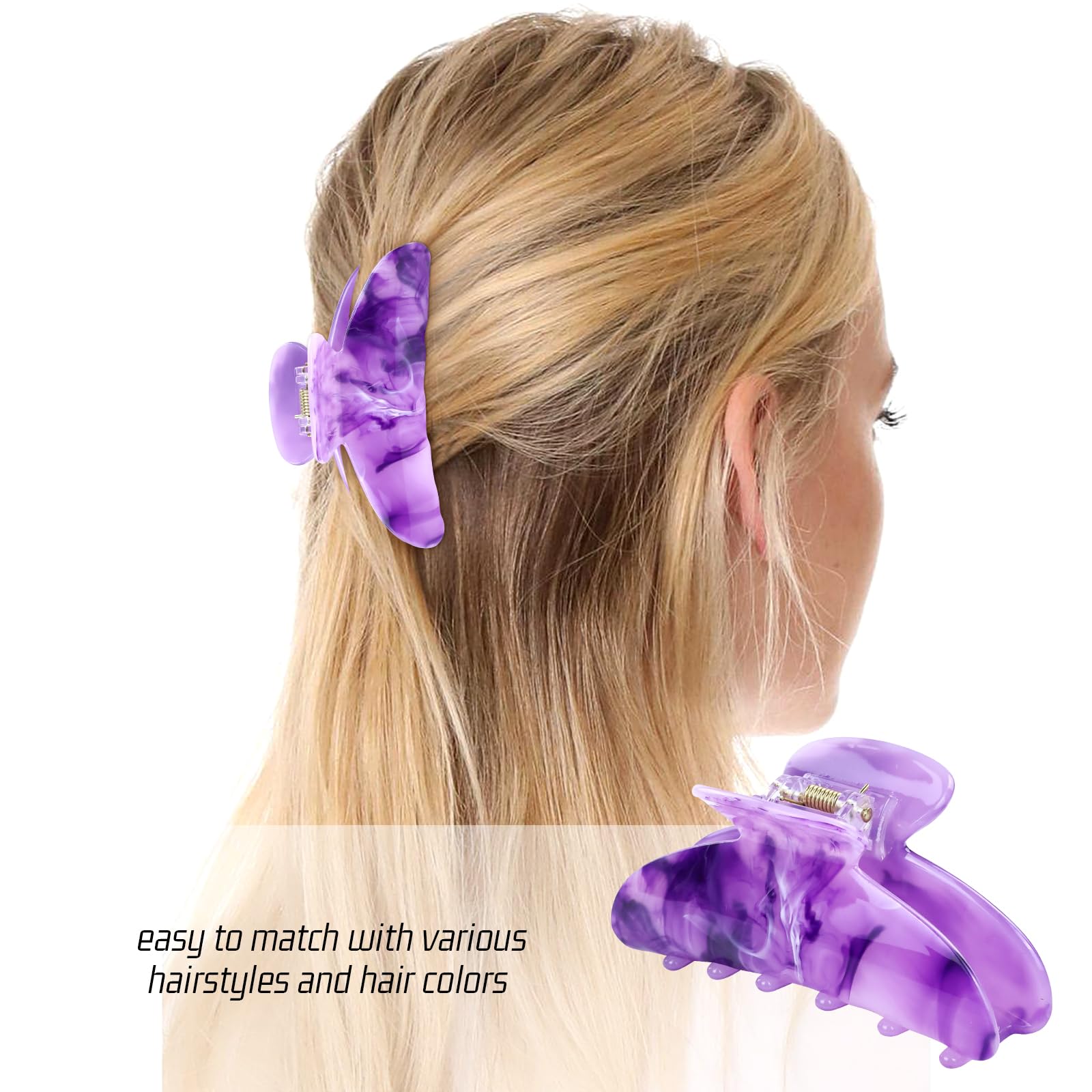 6 Pack Butterfly Octopus Plastic Hair Claw Clips - Jaw Barrettes Hair Grips for Women & Girls - Thin & Thick Hair Accessories - Perfect for Buns, Chignons & Updos - Great for School, Work & Parties