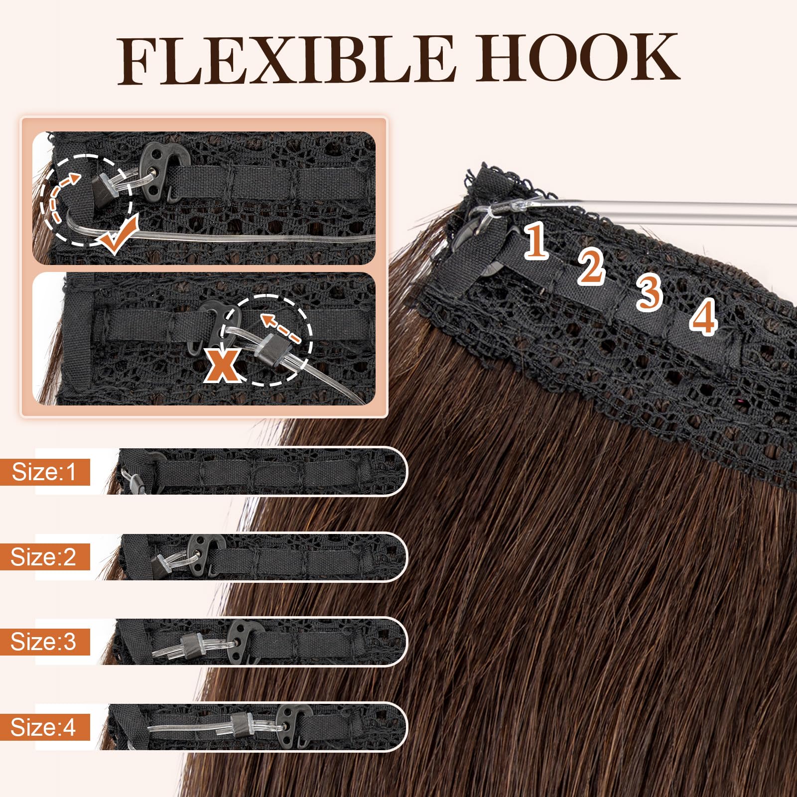 Halo Hair Extensions 22 Inch 75g - 100% Real Human Hair for Women, Dark Brown #02, No-Slip & No-Tangle Design | Perfect for Weddings, Parties & Everyday Styling