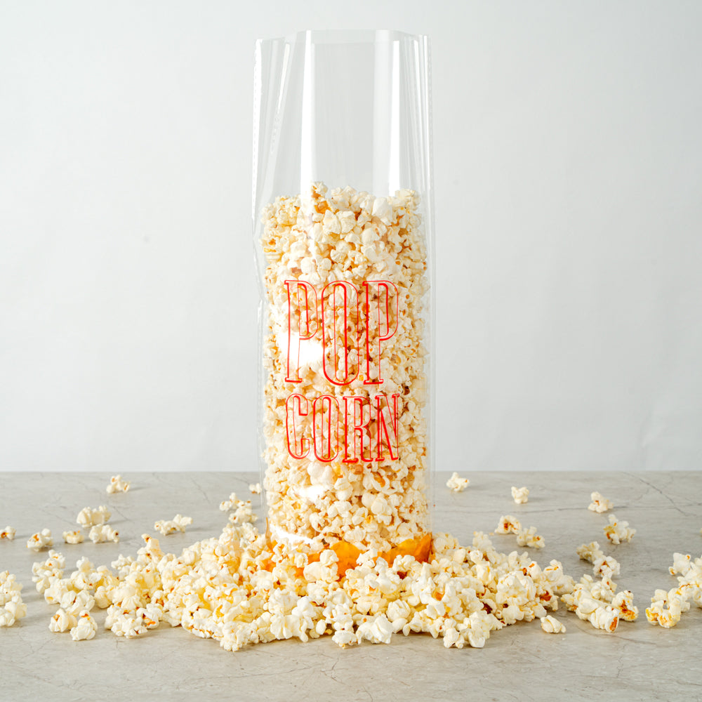 Clear Plastic Popcorn Bags 17x7 Inches - 100 Count Box | Perfect for Movie Nights, Concessions & Party Snacks