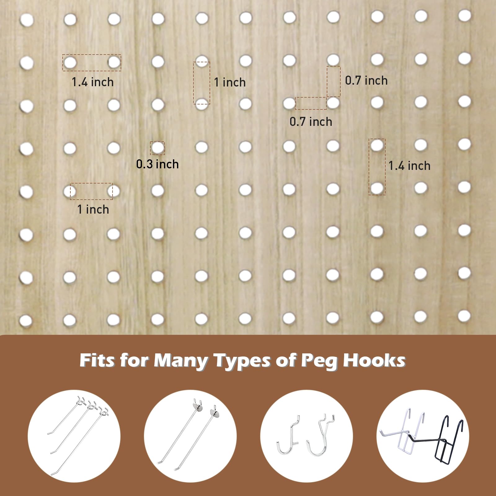 ECOMEX 6 Panel Wooden Room Divider - 5.6Ft Folding Privacy Screen & Pegboard Display for Home, Office, Trade Shows | Freestanding Wall Organizer | Natural Wood Finish | Perfect for Room Separation, Craft Displays & Retail Spaces