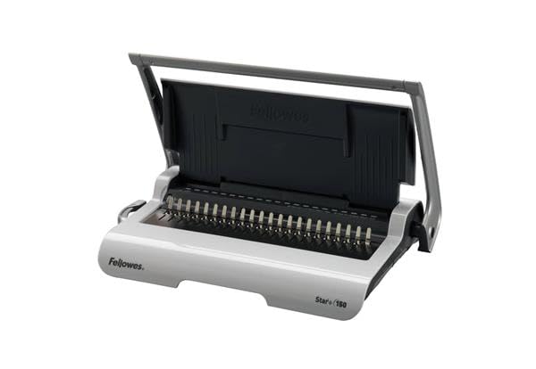 Fellowes Star+ 21-Hole Manual Binding Machine - 150 Sheet Capacity Comb Binder with Paper Punch - White/Grey - Perfect for Home Office, School Projects & Document Organization