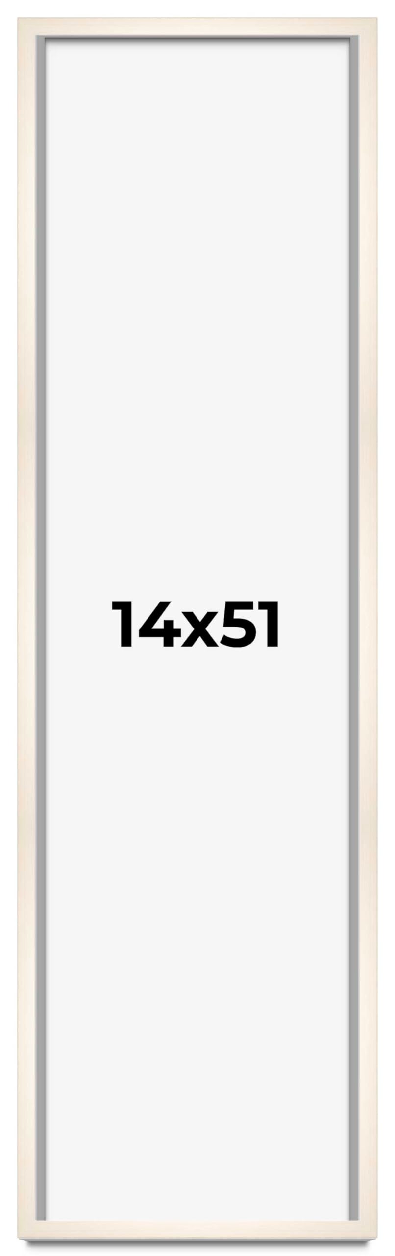 CountryArtHouse 14x51 Whitewashed Solid Wood Picture Frame - 0.8125 Inch Moulding Width with UV Acrylic Plexiglass, Acid-Free Foam Backing & Hanging Hardware - Perfect for Wall Art, Family Photos & Home Decor