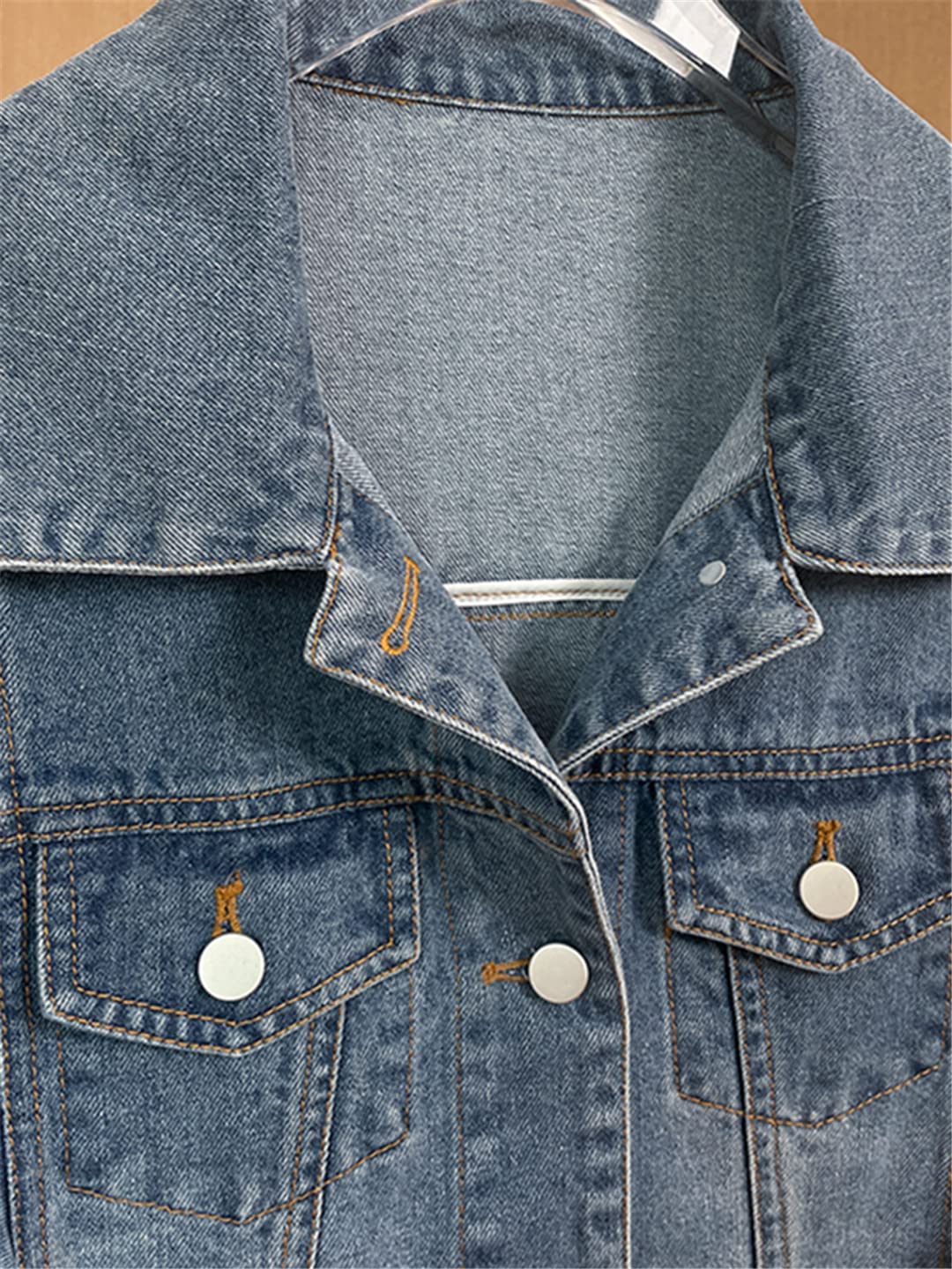 Women's Denim Vest with Turn-Down Collar & Patchwork Details - Single Breasted Jacket with Ruched Pockets | Casual Outfits, Layering Piece for Spring/Fall Fashion