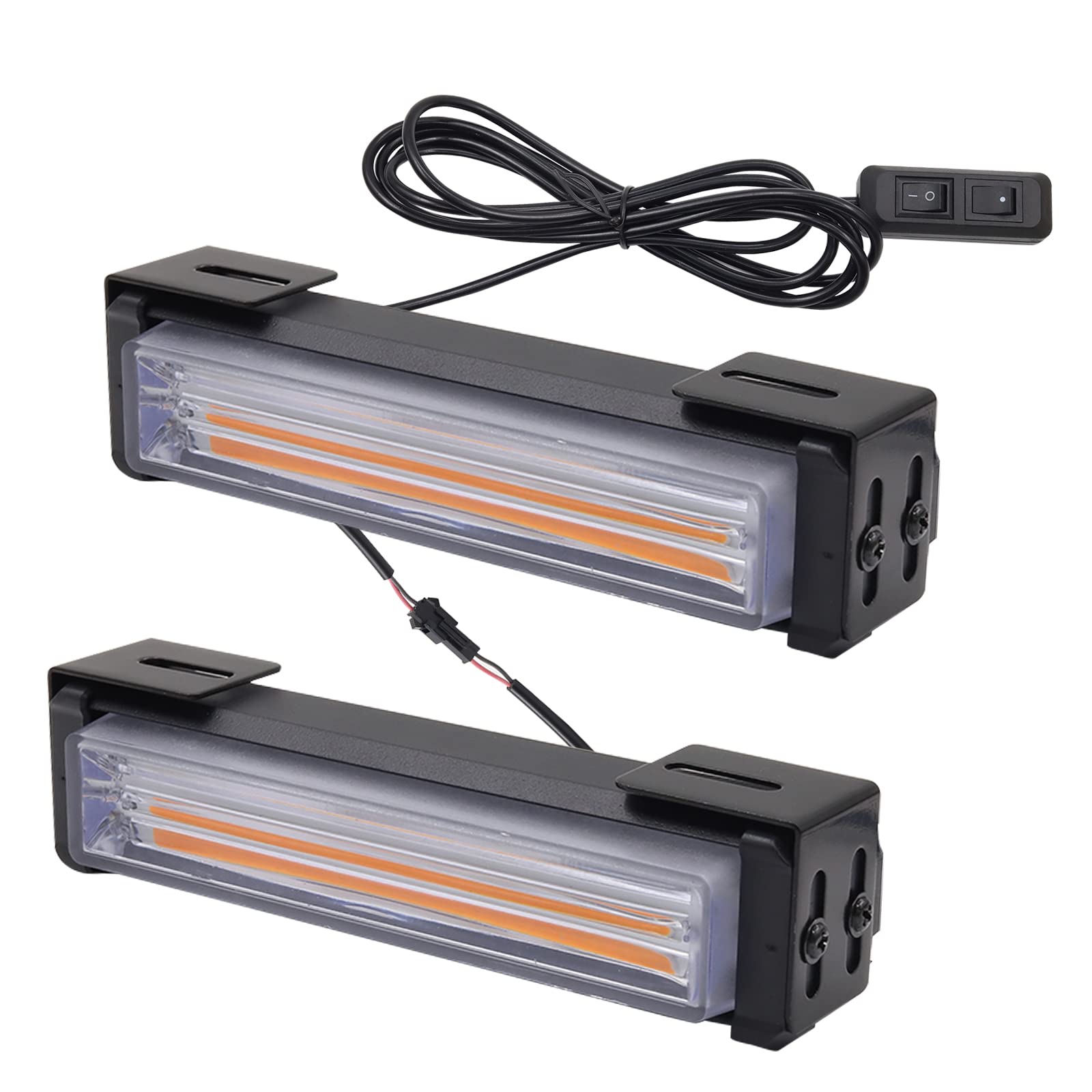 2PCS Amber COB LED Grille Lights - Daytime Running Lights & Emergency Warning Strobe Lights for Trucks, Construction Vehicles | Durable Surface Mount Front Grille Lights for Enhanced Road Safety & Visibility