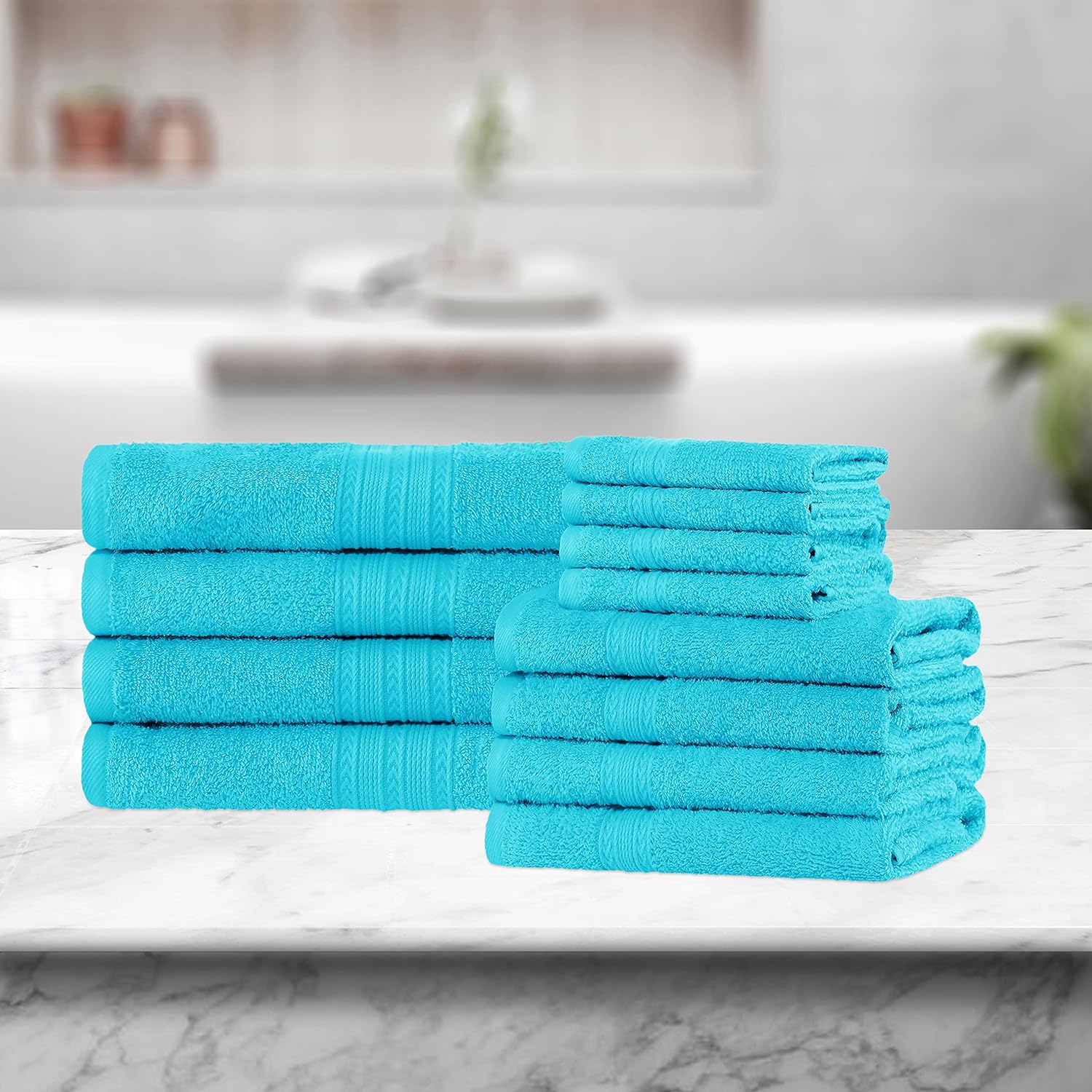 Premium 12-Piece Organic Cotton Towel Set | Soft, Eco-Friendly & Absorbent Bath Towels for Spa, Gym & Home Use