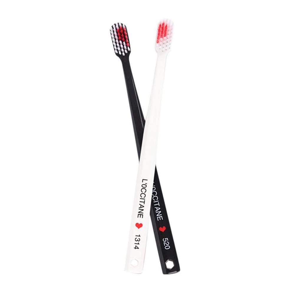 Katartizo 2 Pack Heart Shaped Couple Toothbrushes - Black & White Eco-Friendly Nano Bristles for Gentle Dental Care | Perfect for Couples, Travel & Gift Giving