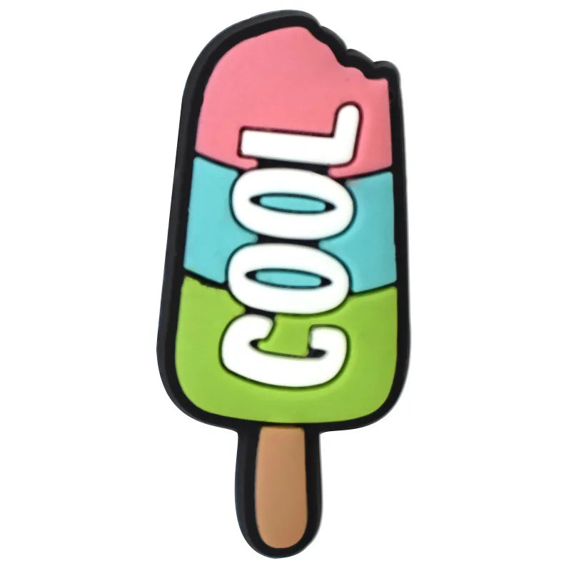 1Pcs PVC Summer Beach Ice Cream Cactus Shoe Charms for Crocs - Cute Shoe Accessories & DIY Decorations - Fits Crocs Shoes & Wristbands - Perfect for Beach Parties, Pool Days & Summer Fashion