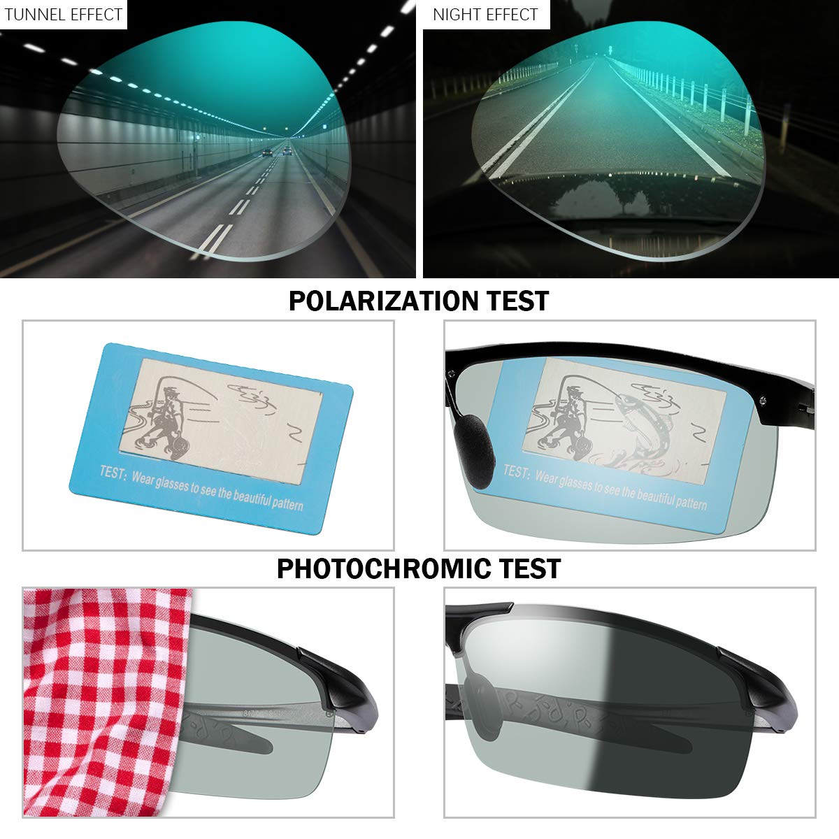 Polarized Photochromic Z87 Safety Sunglasses for Men - UV Protection, Day & Night Driving Glasses for Outdoor Activities, Cycling, and Running