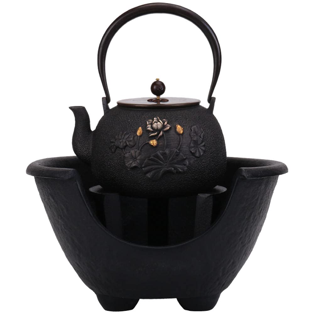 Vintage Cast Iron Charcoal Stove - Outdoor Tea Brewing & Cooking Furnace with Iron Pot Set - Perfect for Camping, BBQ, and Traditional Kung Fu Tea Ceremonies
