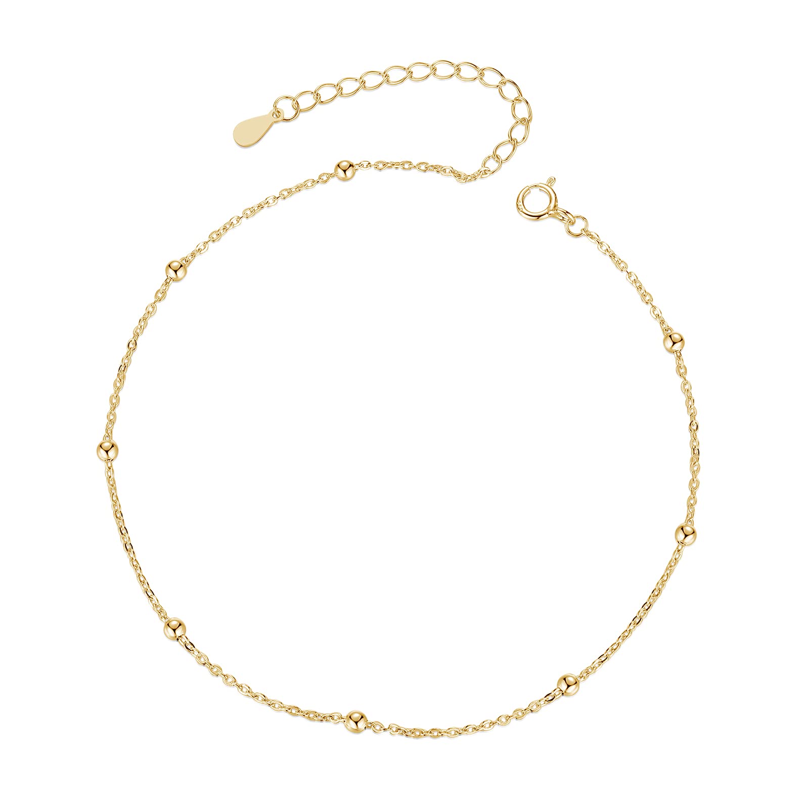 925 Sterling Silver Adjustable Ankle Bracelets for Women & Girls - Beaded, Heart & Star Chain Anklet Jewelry Set | Perfect for Beach, Summer & Casual Wear