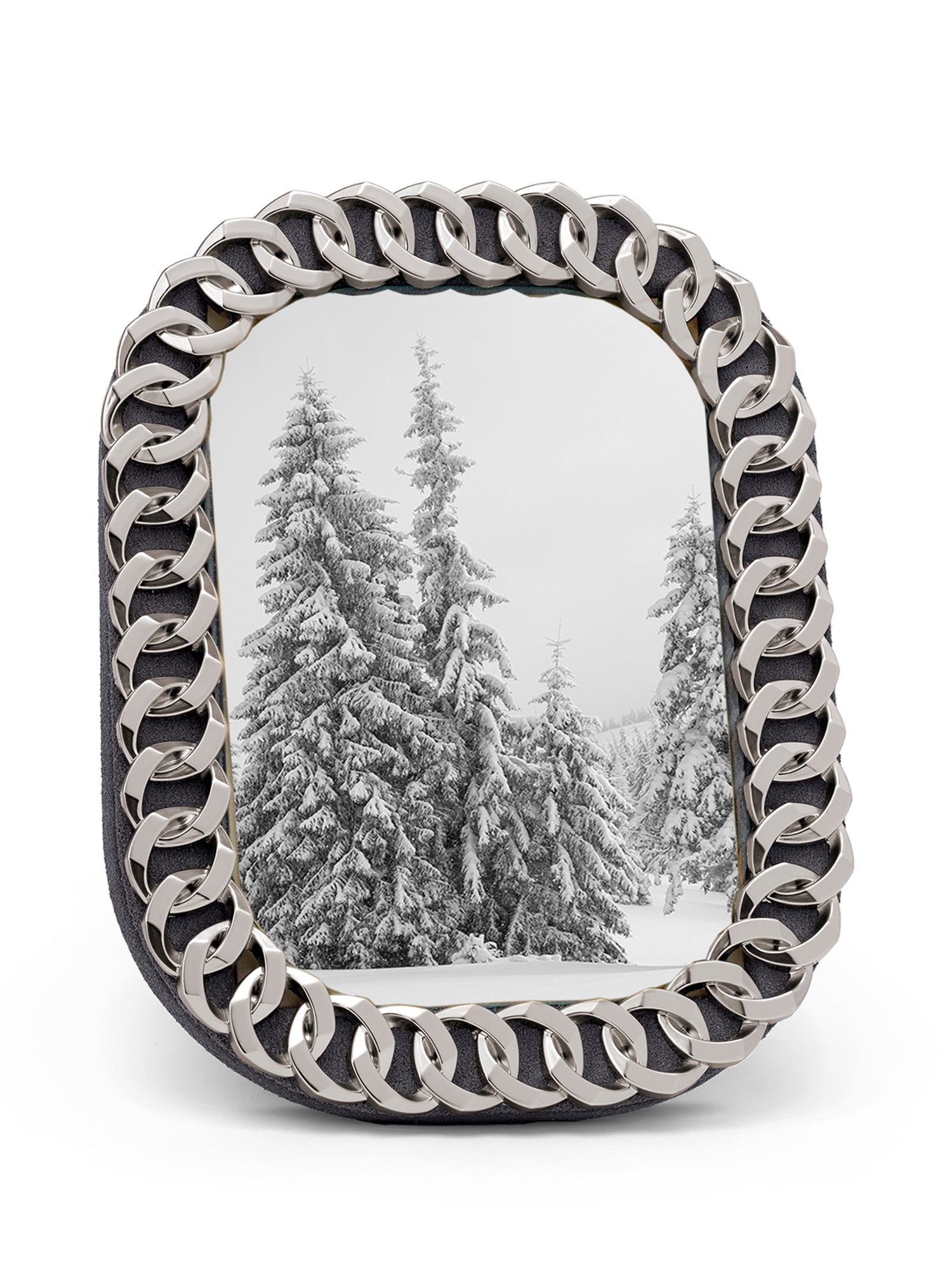 5X7 Platinum Cuban Link Picture Frame - Elegant Photo Display for Home, Office & Gifts | Wall Mount & Tabletop Decor
