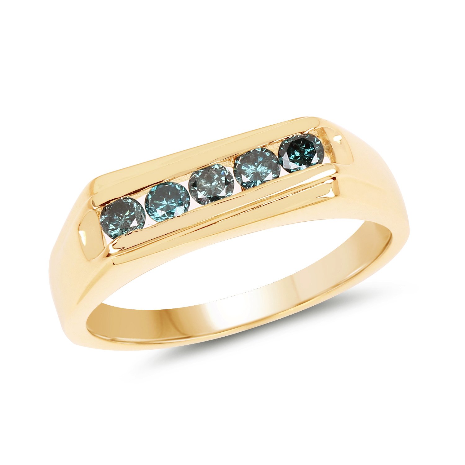 14K Yellow Gold Plated 0.35 Carat Genuine Black Diamond 925 Sterling Silver Ring for Women - Elegant Wedding, Engagement & Anniversary Jewelry Gift