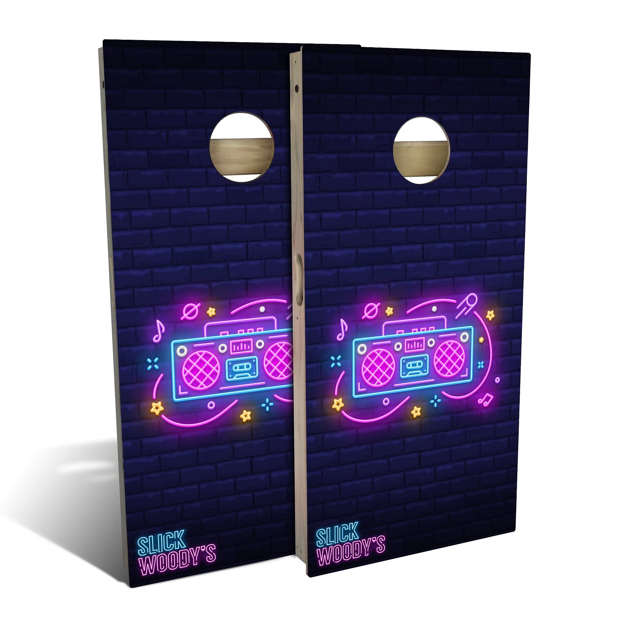 Skip's Garage 80s Retro Boombox Cornhole Board Set - 2 Regulation Cornhole Boards & 8 Bean Bags - Customizable Size & Accessories - Perfect for Backyard Parties, Tailgating & Outdoor Games