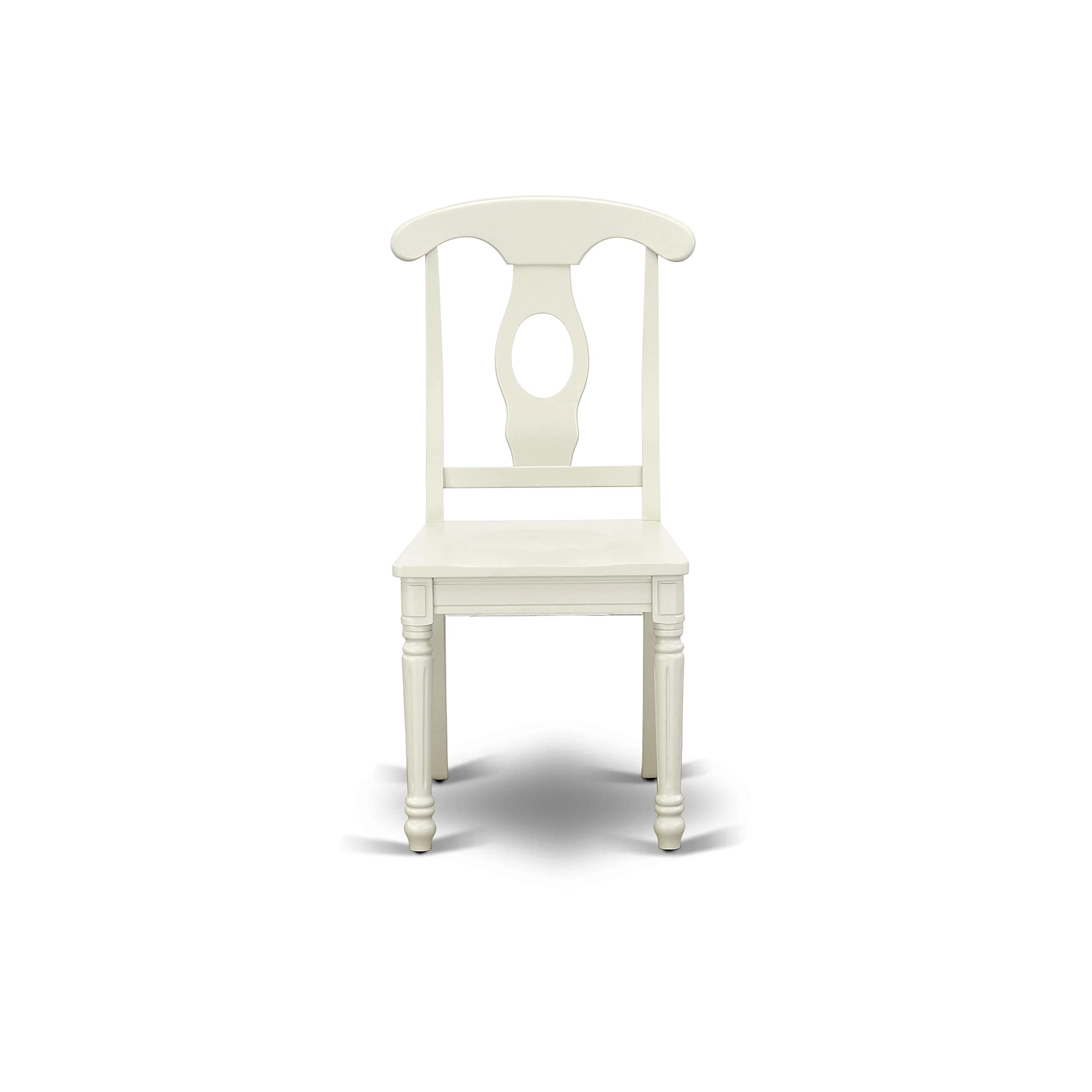 East West Furniture HBKE3-LWH-W 3-Piece Round Kitchen Dining Set with Pedestal Table & 2 Chairs, 42x42 Inch, Linen White - Perfect for Small Spaces, Breakfast Nooks & Cozy Apartments
