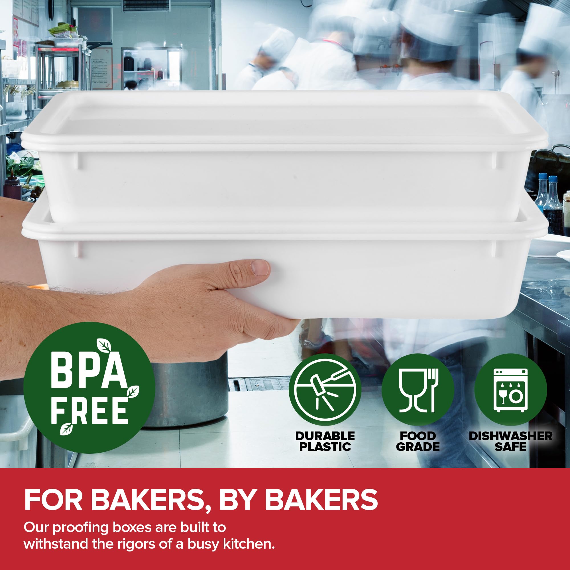 Stock Your Home Pizza Dough Proofing Container with Lid (2 Pack) - Bread Dough Rising Box for Homemade Pizza, Sourdough & Artisan Bread Baking | Perfect for Kitchen, Bakery & Food Prep
