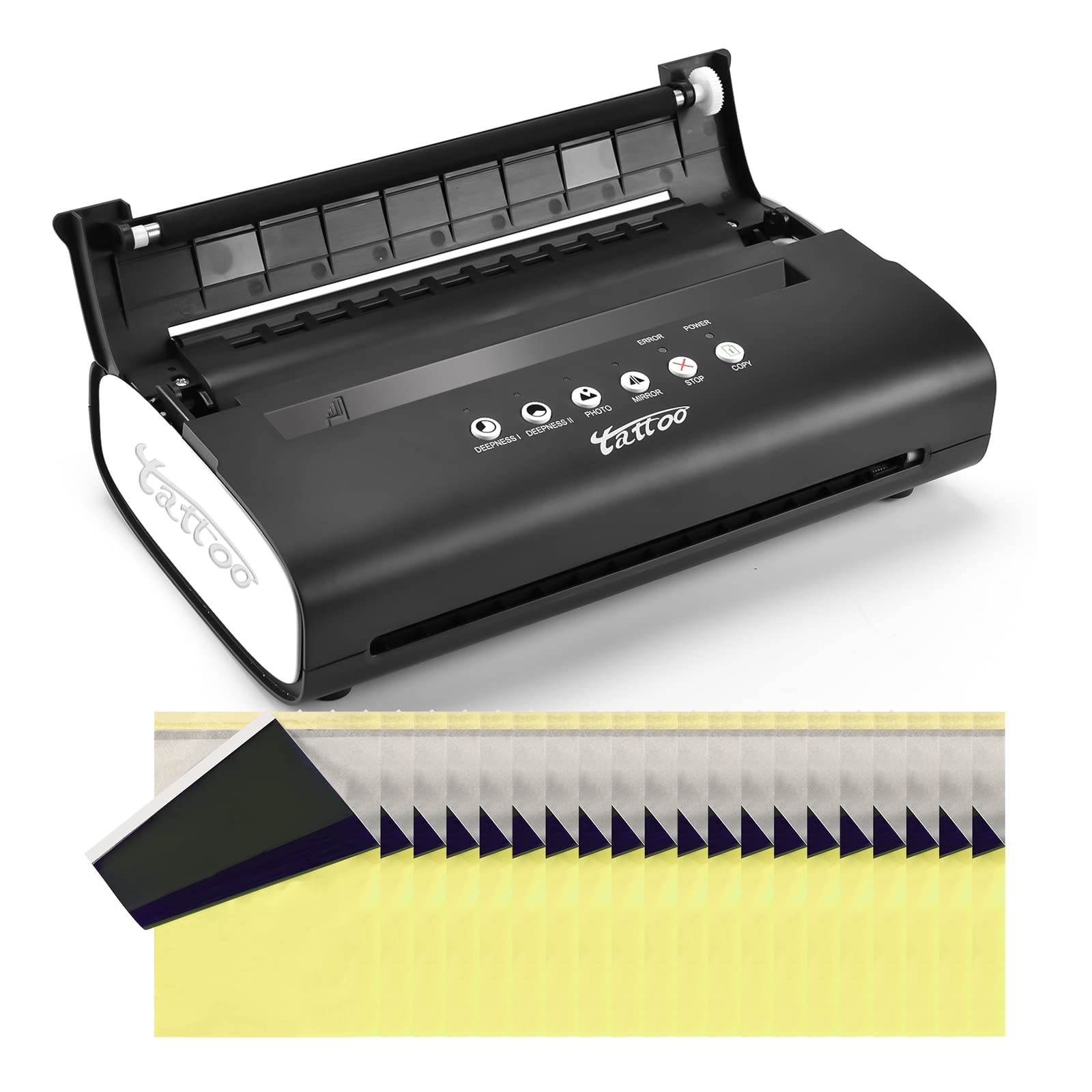 ATOMUS Portable Tattoo Transfer Machine with 20pcs Tattoo Transfer Paper - Stencil Copier Printer for Professional Tattoo Artists (2023 Updated Version) | Ideal for Tattoo Studios, Home Use & Mobile Tattoo Services