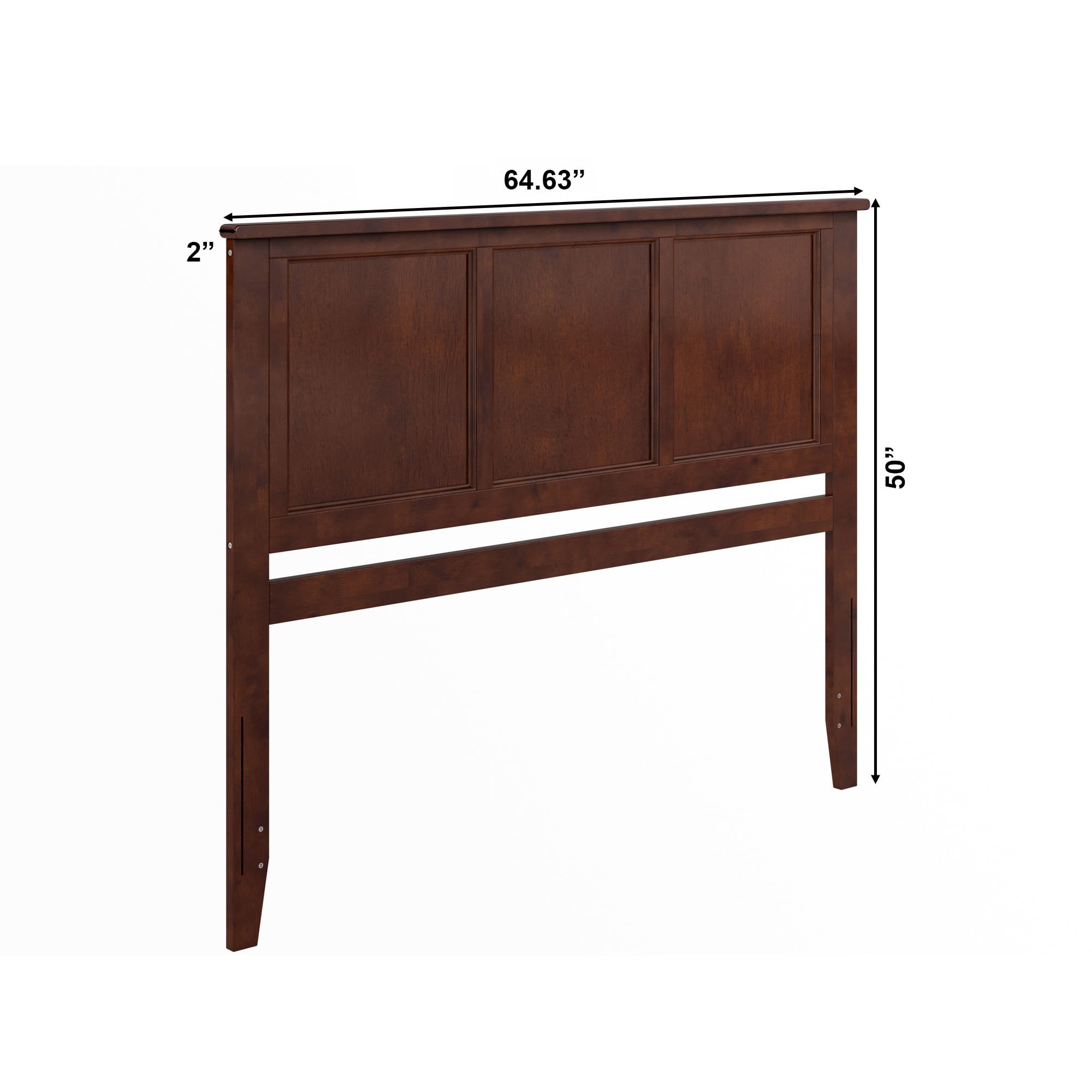 AFI Madison Queen Solid Wood Panel Headboard with USB Charging Ports - Walnut Finish - Modern Bedroom Furniture for Home Decor & Space Saving Design