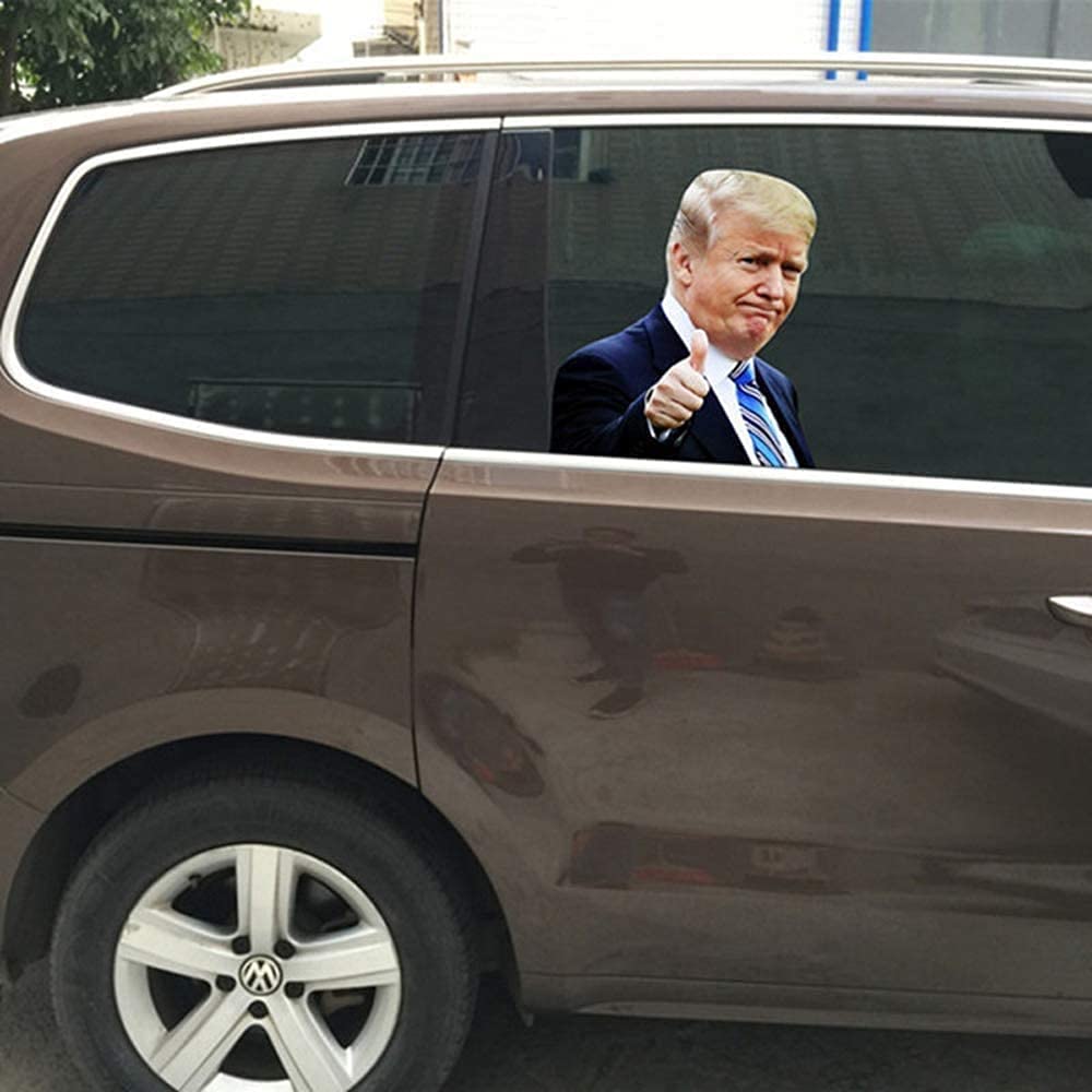 2PCS Donald Trump Car Window Stickers - Easy Peel & Remove Decals for Cars, Trucks, SUVs - Patriotic Political Vinyl Clings (Left & Right Side) - Perfect for Election Campaigns, Political Rallies & Conservative Car Decor