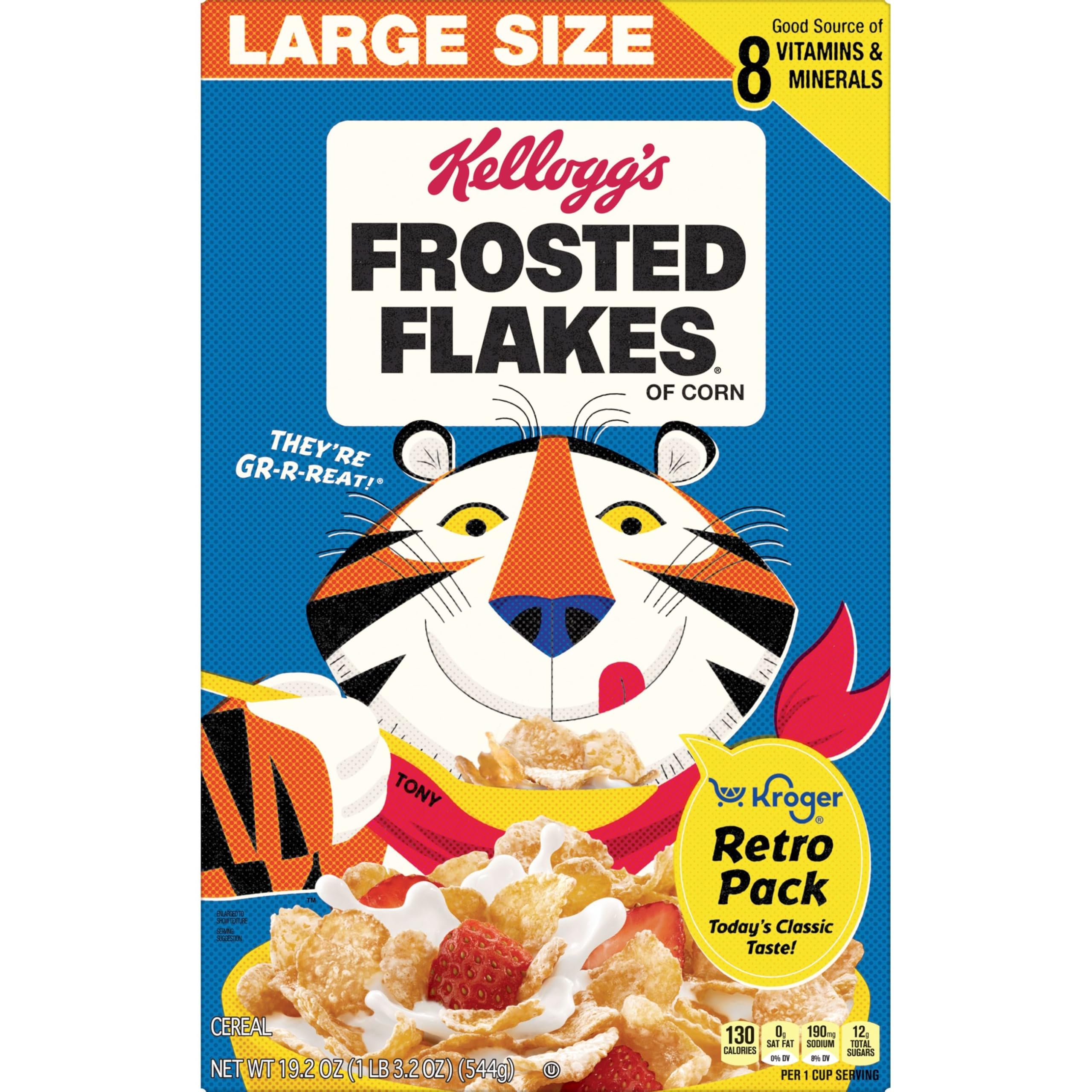 **Frosted Flakes Breakfast Cereal - Original Flavor, 19.2oz Box (Pack of 1) | Enriched with 8 Vitamins & Minerals | Kid-Friendly Snack for School Lunch, Quick Breakfast & Family Sharing**