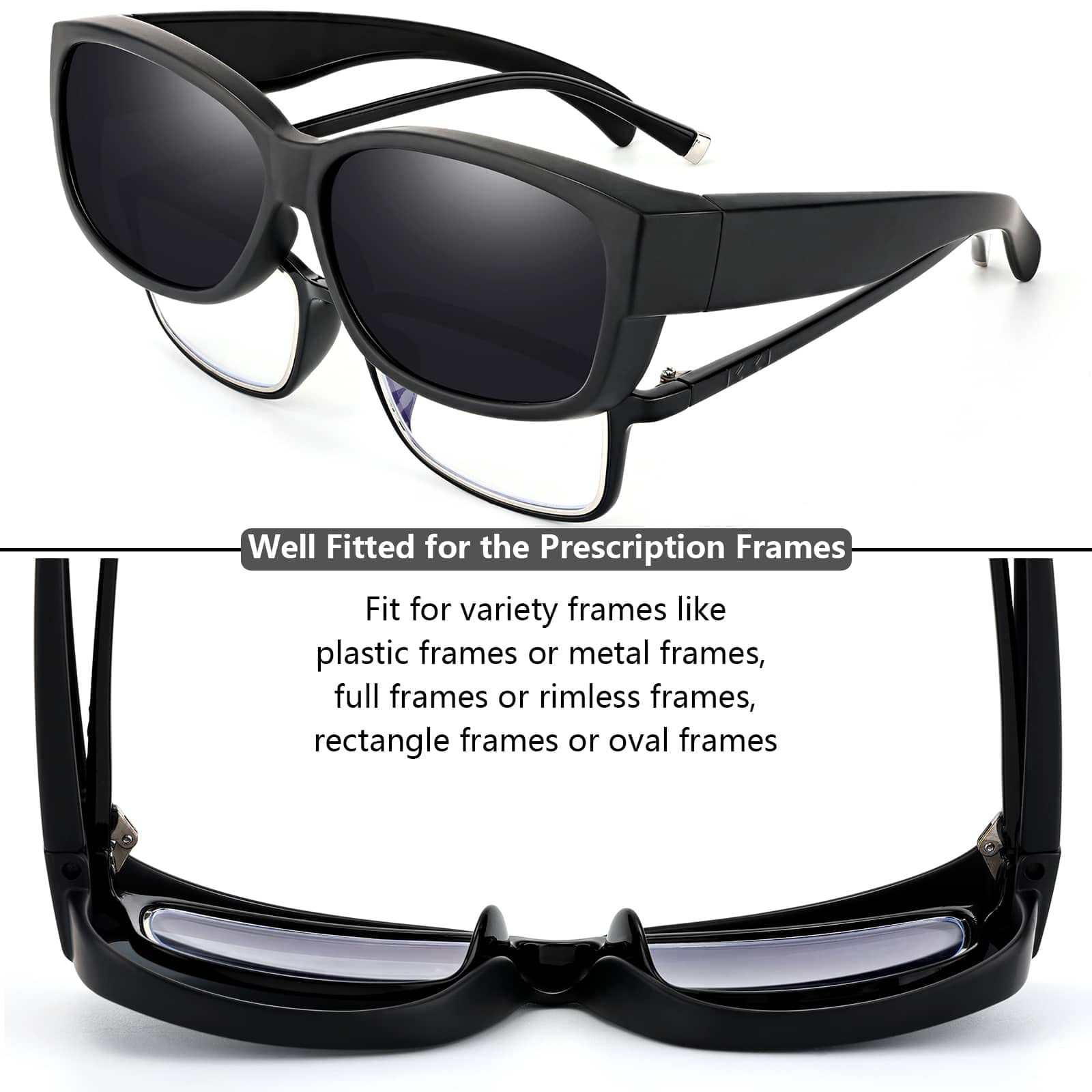 CAXMAN Polarized Fit Over Glasses Sunglasses for Men & Women - 100% UV Protection, Wrap-Around Style for Driving, Fishing & Outdoor Activities