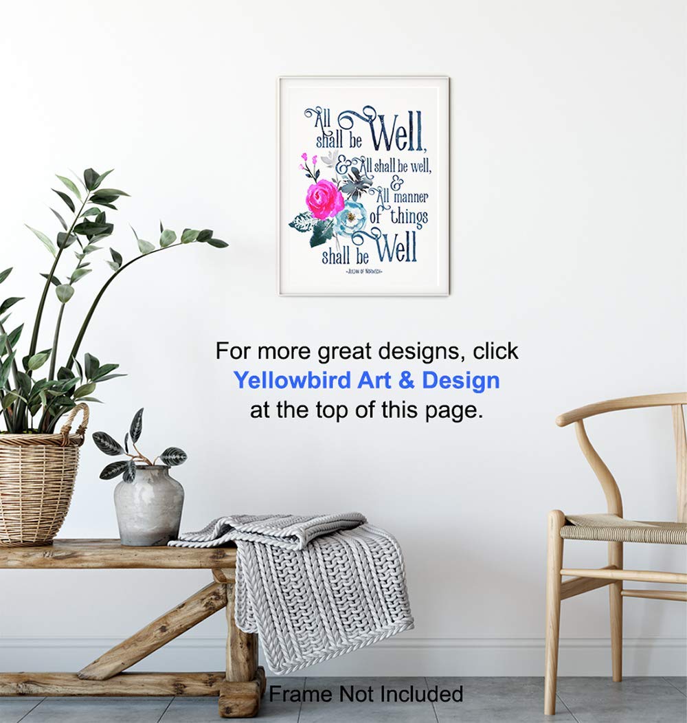 Julian of Norwich 'All Shall Be Well' Christian Wall Art - Inspirational Bible Verse Decor for Home & Church - Catholic Religious Gifts, Spiritual Encouragement, Faith-Based Home Decor - Perfect for Prayer Rooms, Sunday School & Christian Meditation Spaces