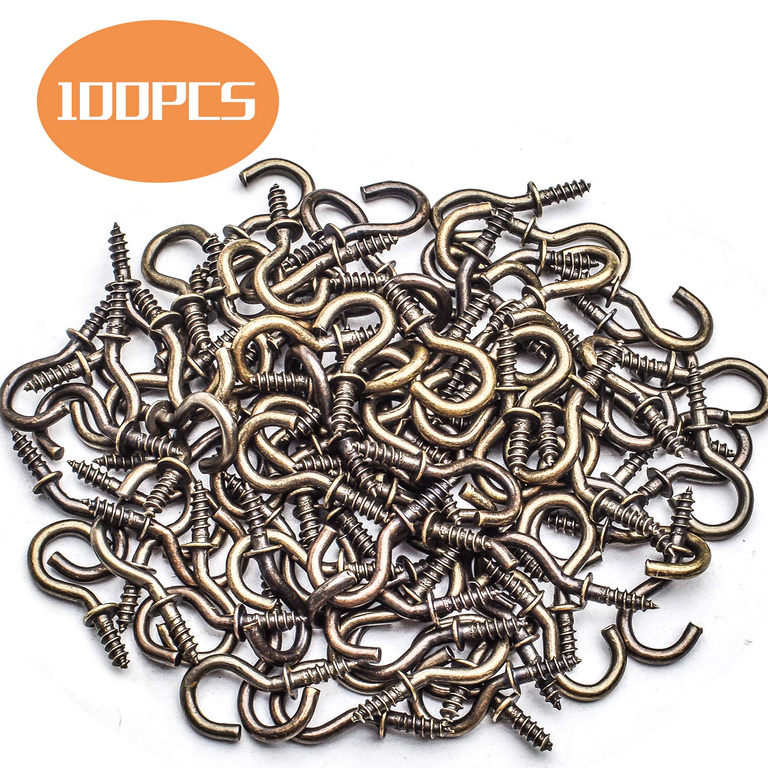 Aylifu 100pcs 1/2 Inch Bronze Mini Cup Hooks - Screw-in Hooks for Ceiling, Jewelry, Home Decor, DIY Projects - Indoor & Outdoor Use for Hanging Plants, Ornaments, Lights & More