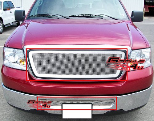 Premium Stainless Steel Chrome Mesh Grille Insert Combo for 2004-2005 Ford F-150 - Upper & Lower Bumper Replacement (N19-T79977F) | Durable Protection & Custom Style Upgrade for Trucks